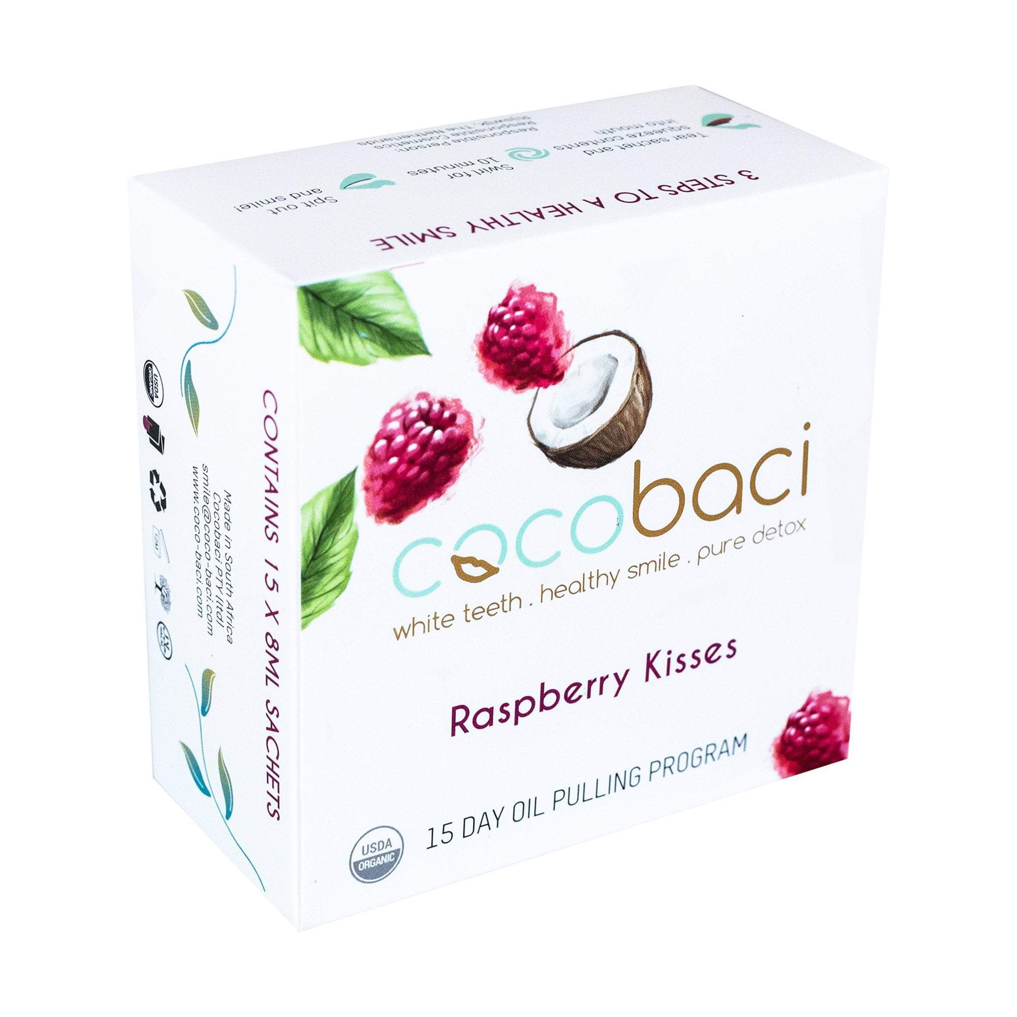 Cocobaci 15-Day Oil Pulling Kit with Raspberry Flavor - Natural Teeth Whitening & Oral Detox - Perfect for Morning Routine & Fresh Breath
