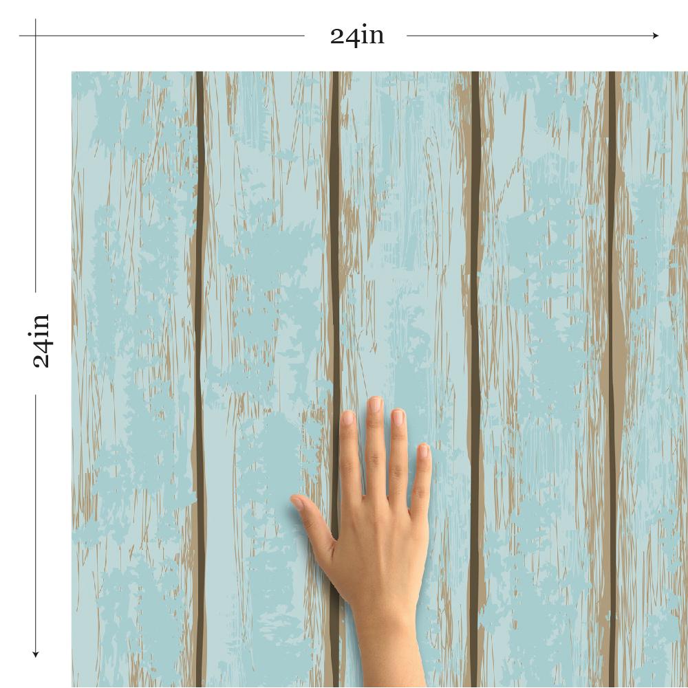 Turquoise Faux Wood Peel and Stick Removable Wallpaper 8825 - Self-Adhesive Decorative Wall Covering for Bedroom, Living Room & Office