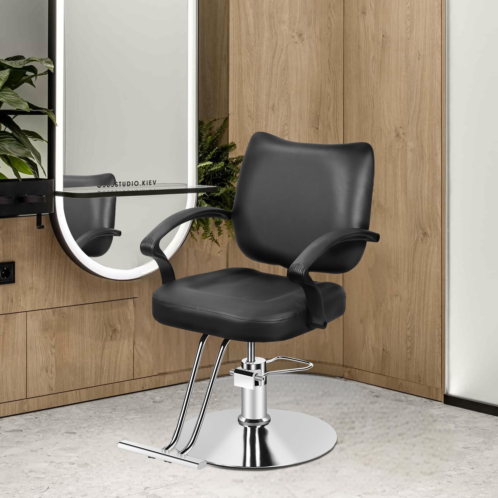 Professional Hydraulic Barber Chair - Adjustable Height & 360° Swivel Salon Chair with Ergonomic Backrest & Footrest for Hairdressers, Stylists, Tattoo Artists - Perfect for Barbershops, Beauty Salons & Spas (Black)