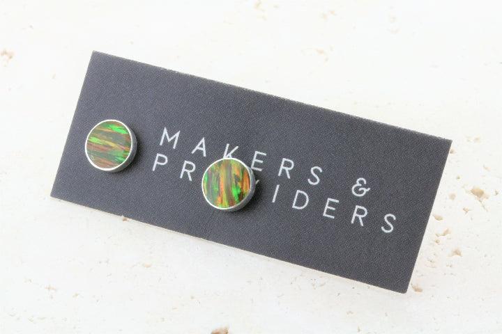 Natural Opal Stud Earrings - Round Yellow Mix Gemstone Jewelry for Women - Perfect for Parties, Weddings & Everyday Wear