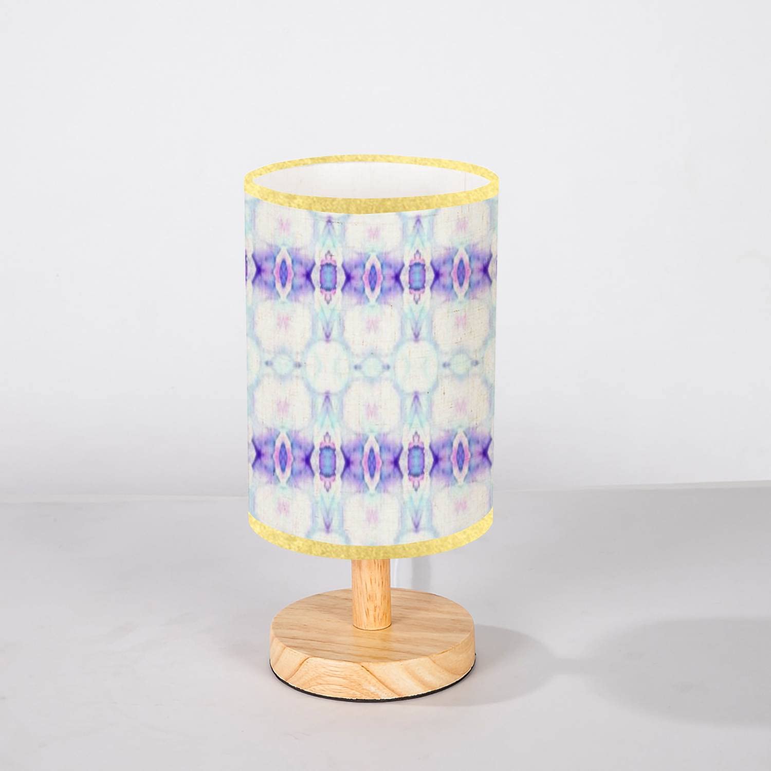 Vintage Ceramic Table Lamp with Wood Base & Linen Shade - Minimalist Scandinavian Nightstand Lamp for Bedroom, Living Room, Office - Rustic Home Decor Lighting for Cozy Ambiance