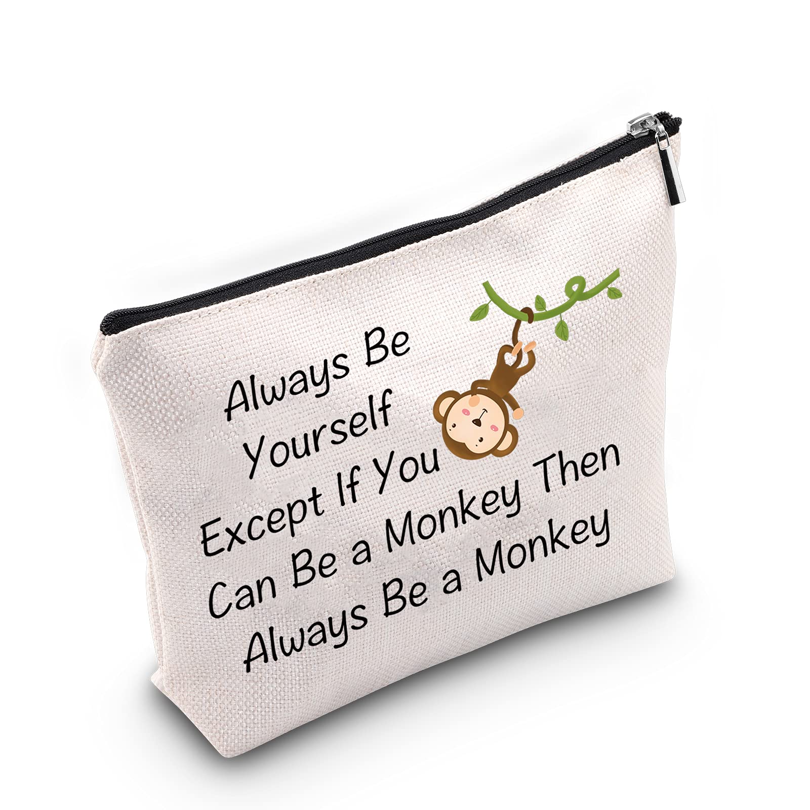 JNIAP Monkey Lover Gift - Be Yourself Except If Be A Monkey Makeup Bag, Travel Toiletry Cosmetic Zipper Pouch for Women - Perfect for Travel, Gym & Daily Essentials Organization (Monkey Print)