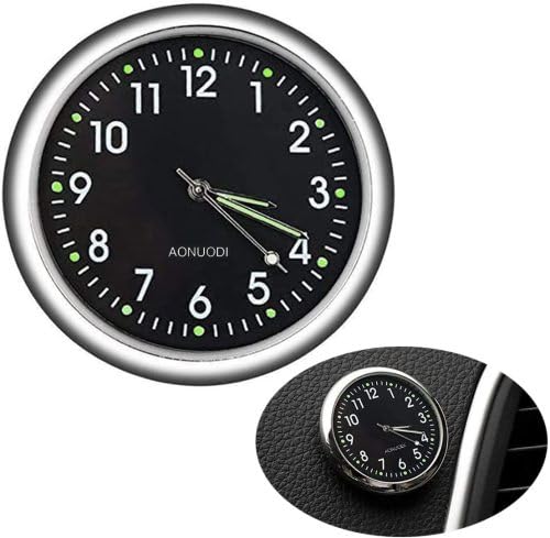 Mini Car Dashboard Clock - Luminous Stick-On Quartz Clock for Cars, Boats & Bikes | Air Vent Clip, Pocket-Sized Replacement Clock | Perfect for Night Driving, Road Trips & Marine Use