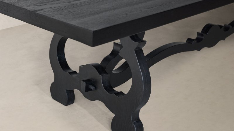 Handmade Black Rectangular Dining Table - Solid Wood Large Farmhouse Dining Table for 6-8 People | Perfect for Family Gatherings, Dinner Parties & Modern Farmhouse Decor