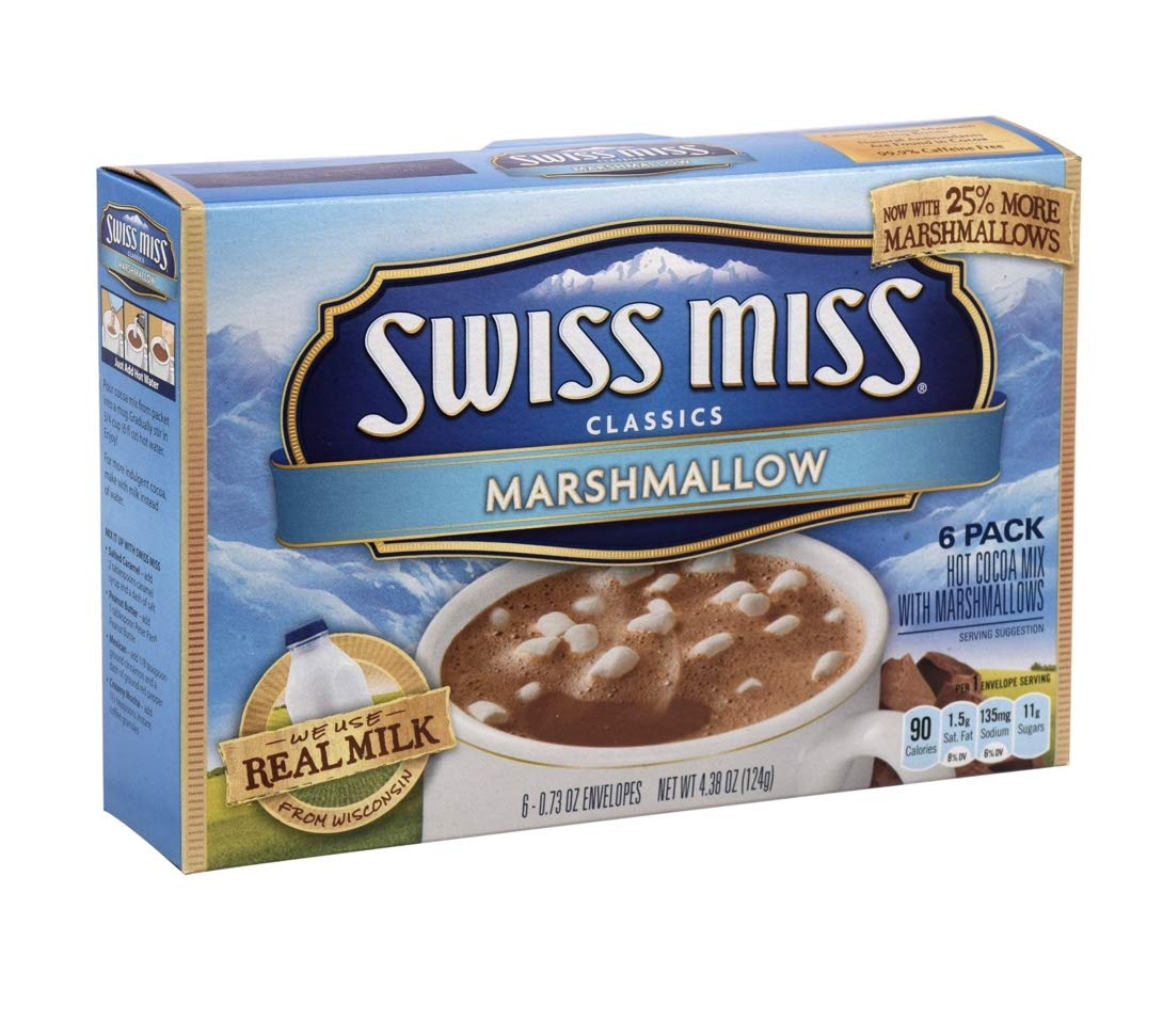 Swiss Miss Milk Chocolate & Marshmallow Hot Cocoa Mix with Peppermint Candy Cane Spoons - 6 Pack (12 Total Boxes) | Perfect for Winter Holidays, Christmas Gifts & Cozy Family Nights