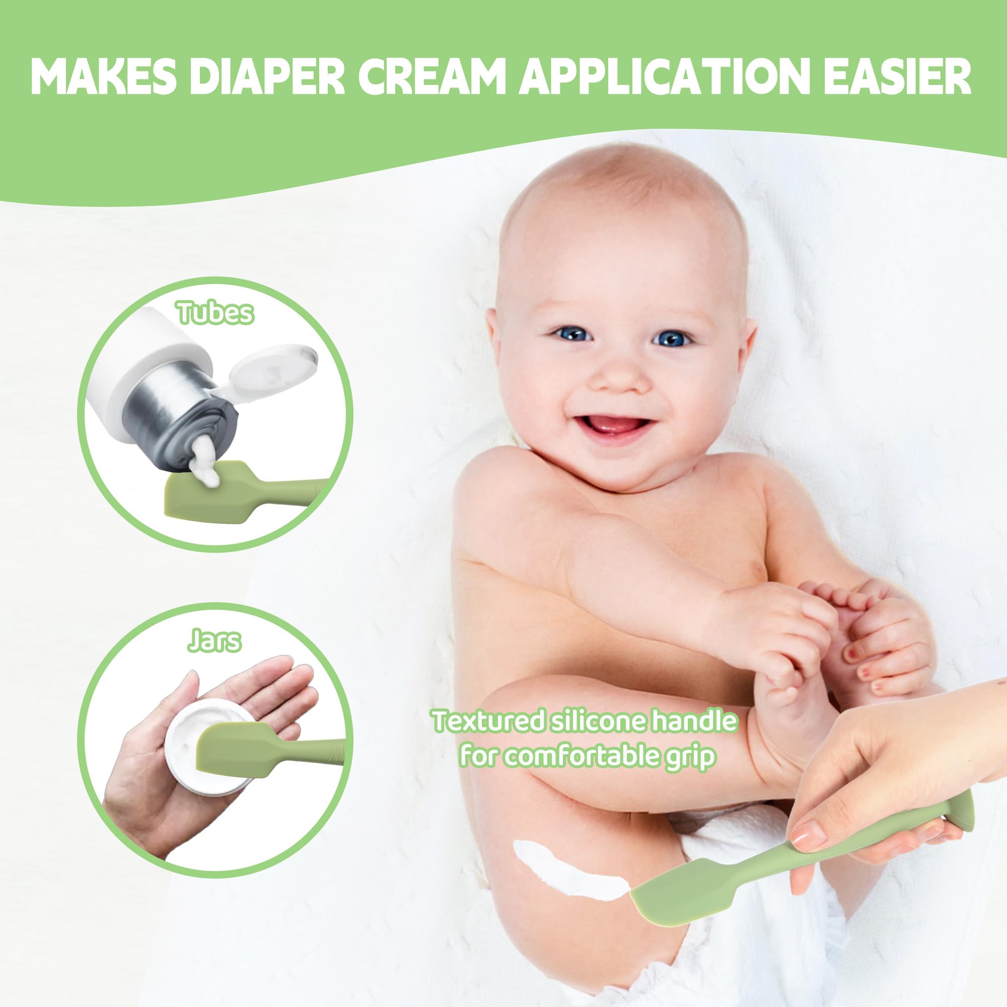 Baby Diaper Cream Spatula Set with Travel Case & Gift Box - 2 Large Soft Butt Paste Applicators for Diaper Rash Care | Perfect for On-the-Go Parents & Baby Care Essentials