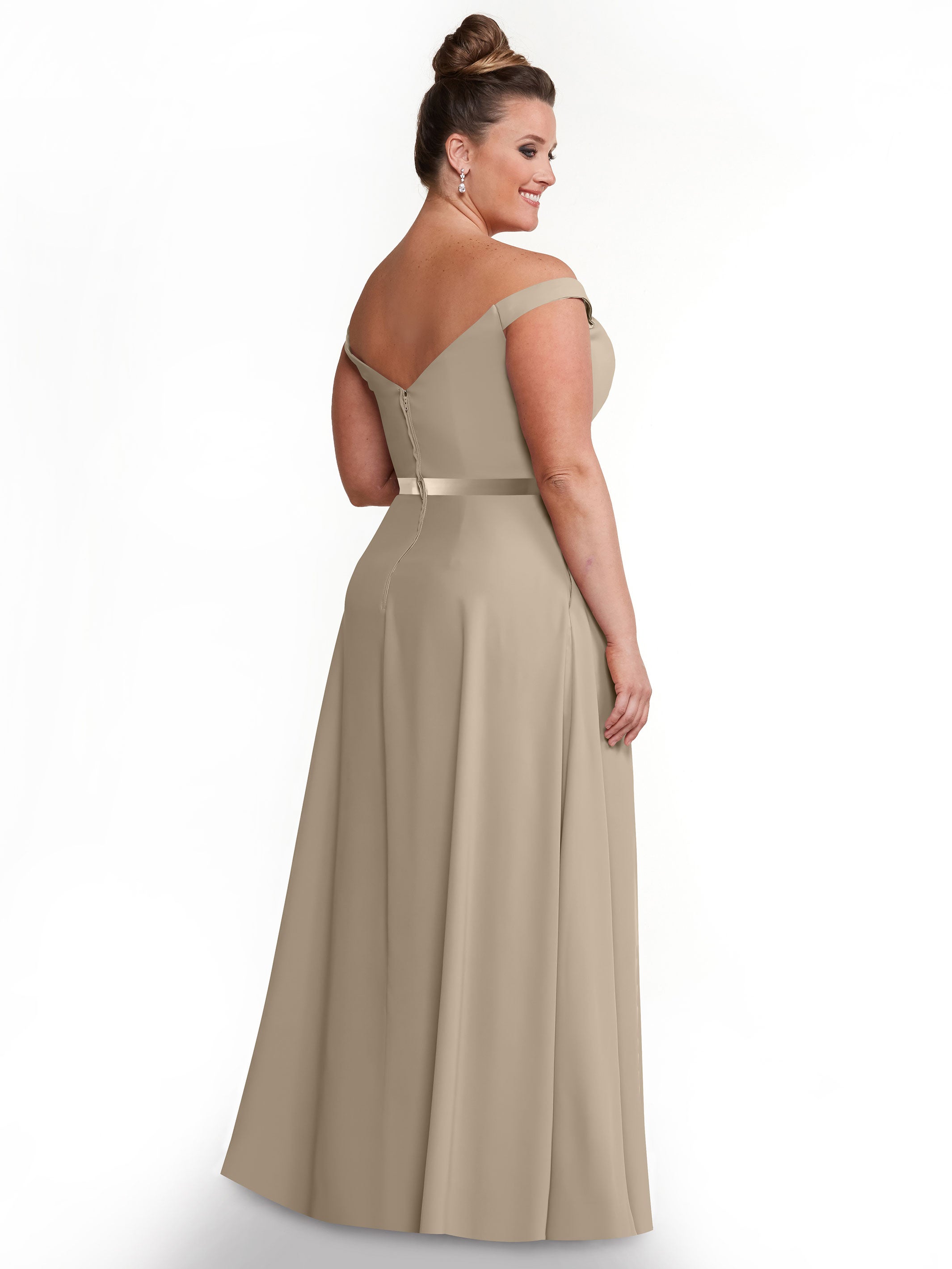 Off Shoulder A-Line Chiffon Bridesmaid Dress with Sash - Elegant & Flowy for Weddings, Parties & Special Occasions