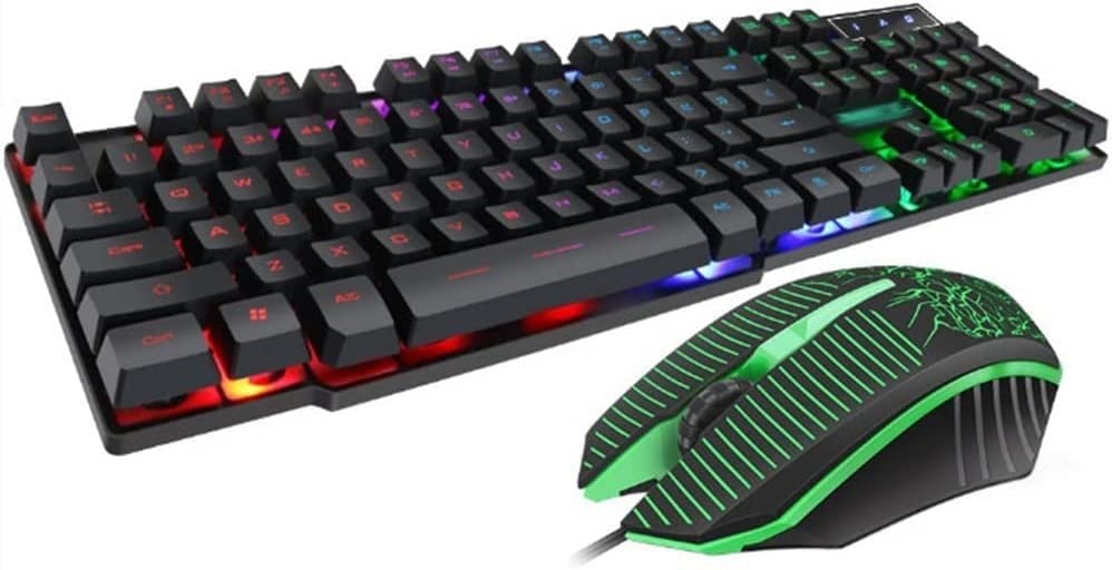 Corsehild RGB Mechanical Gaming Keyboard and Mouse Combo - 104 Key LED Backlit Wired USB Keyboard for PC Gamers | Perfect for Esports, Streaming & Office Work