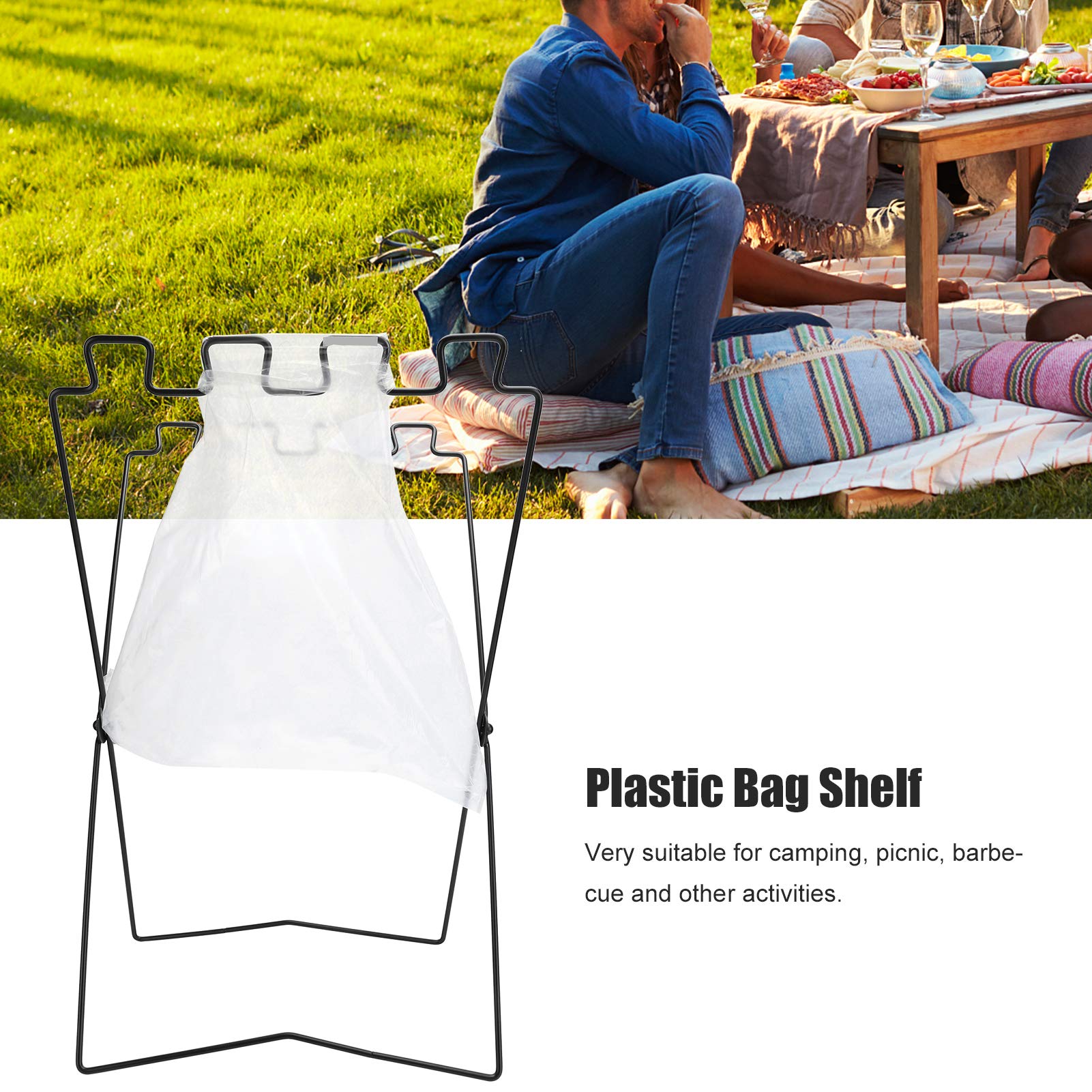 Stainless Steel Hanging Trash Bag Holder - Heavy Duty BBQ Garbage Rack for Camping, Picnics & Outdoor Cooking | Perfect for Backyard Grilling, Tailgating & Beach Parties