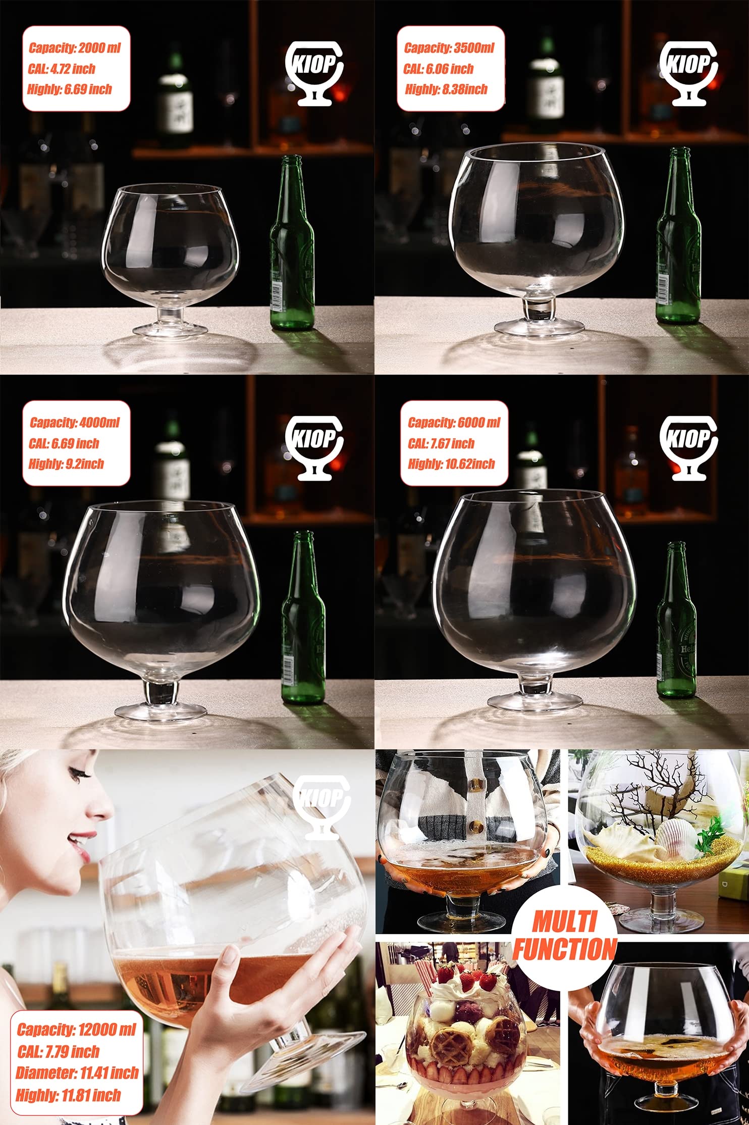 Premium Thick Glass Super Large Margarita Glass - 70oz to 400oz Capacity - Heavy Duty Draft Beer & Wine Cork Storage - Novelty Bar Drinkware for Parties, Home Bars & Restaurants - Perfect for Margaritas, Cocktails & Beer Serving