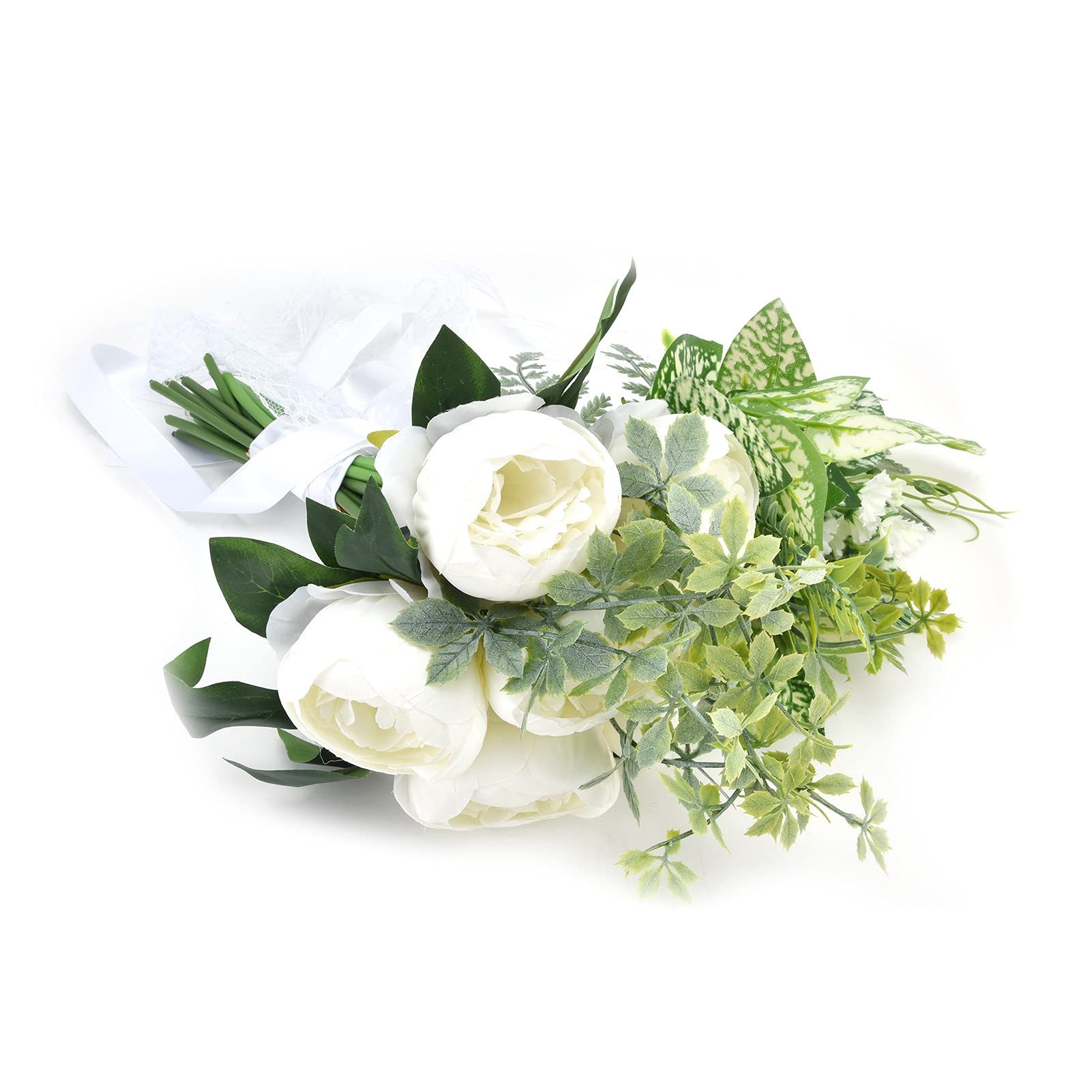 White Artificial Bridal Bouquet - Simple DIY Wedding Bouquet for Brides, Photography & Ceremonies | Perfect for Wedding, Engagement & Photo Shoots