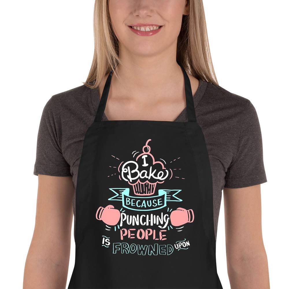 Funny Baking Aprons for Women & Men - Cute Kitchen Cooking Apron with 2 Pockets - Perfect Baking Gift for Bakers, Wife, Mom, Sister, Daughter, Grandma - Ideal for Birthday, Housewarming & Mother's Day - Great for Baking, Cooking & Hosting Parties