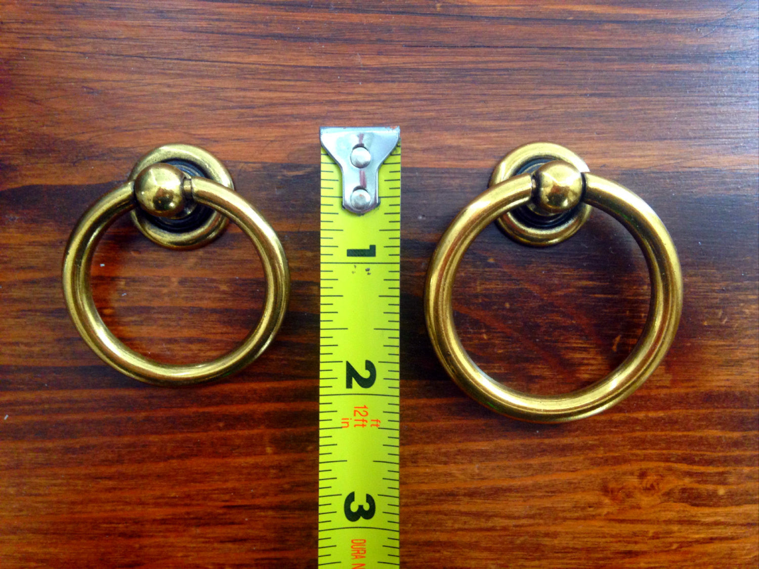 Vintage Brass Ring Pulls - Cabinet & Drawer Handles for Kitchen, Bathroom & Furniture - Durable Hardware for Home Renovation & DIY Projects