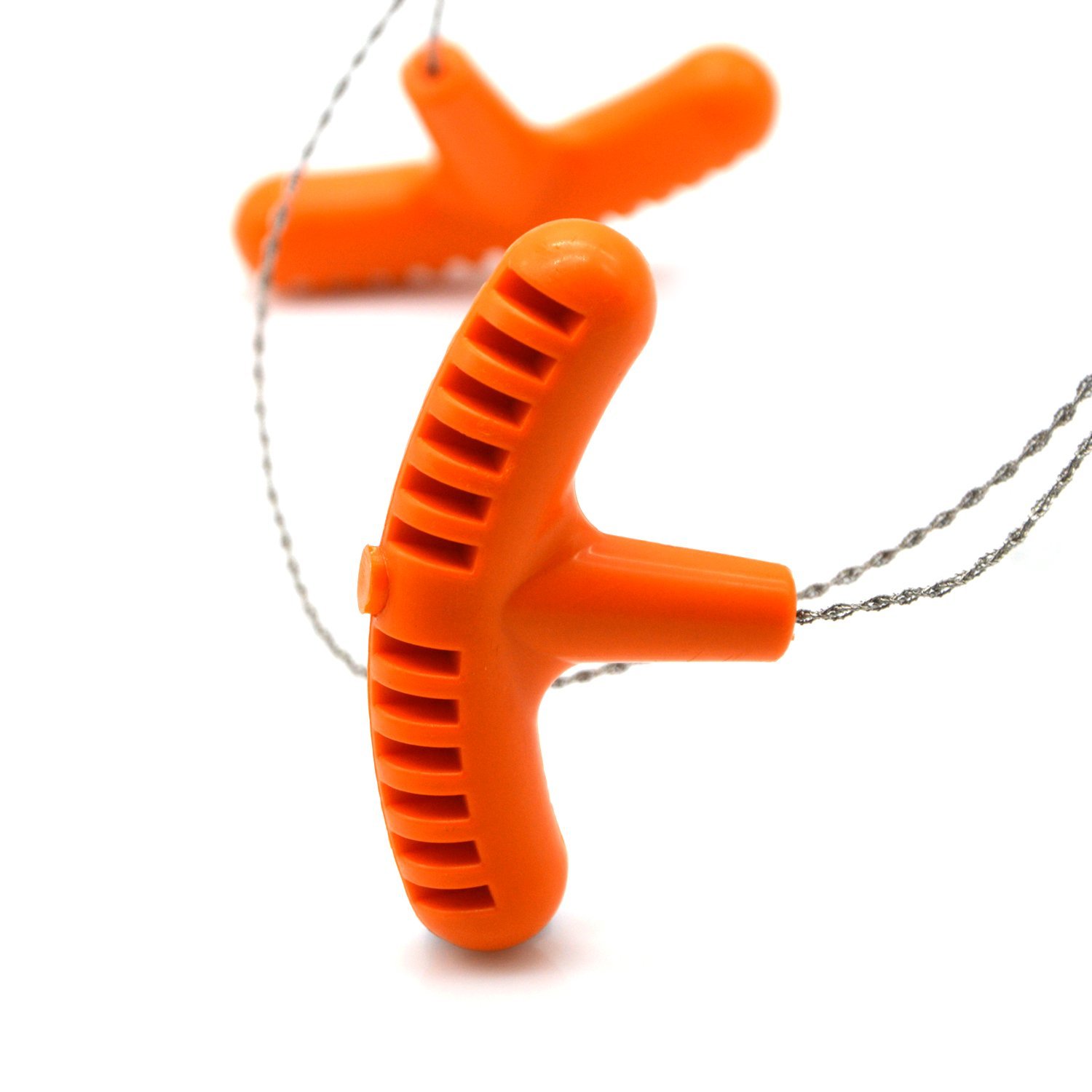 2PCS Survival Chain Saw for Hunting Fishing Camping - Orange Handles