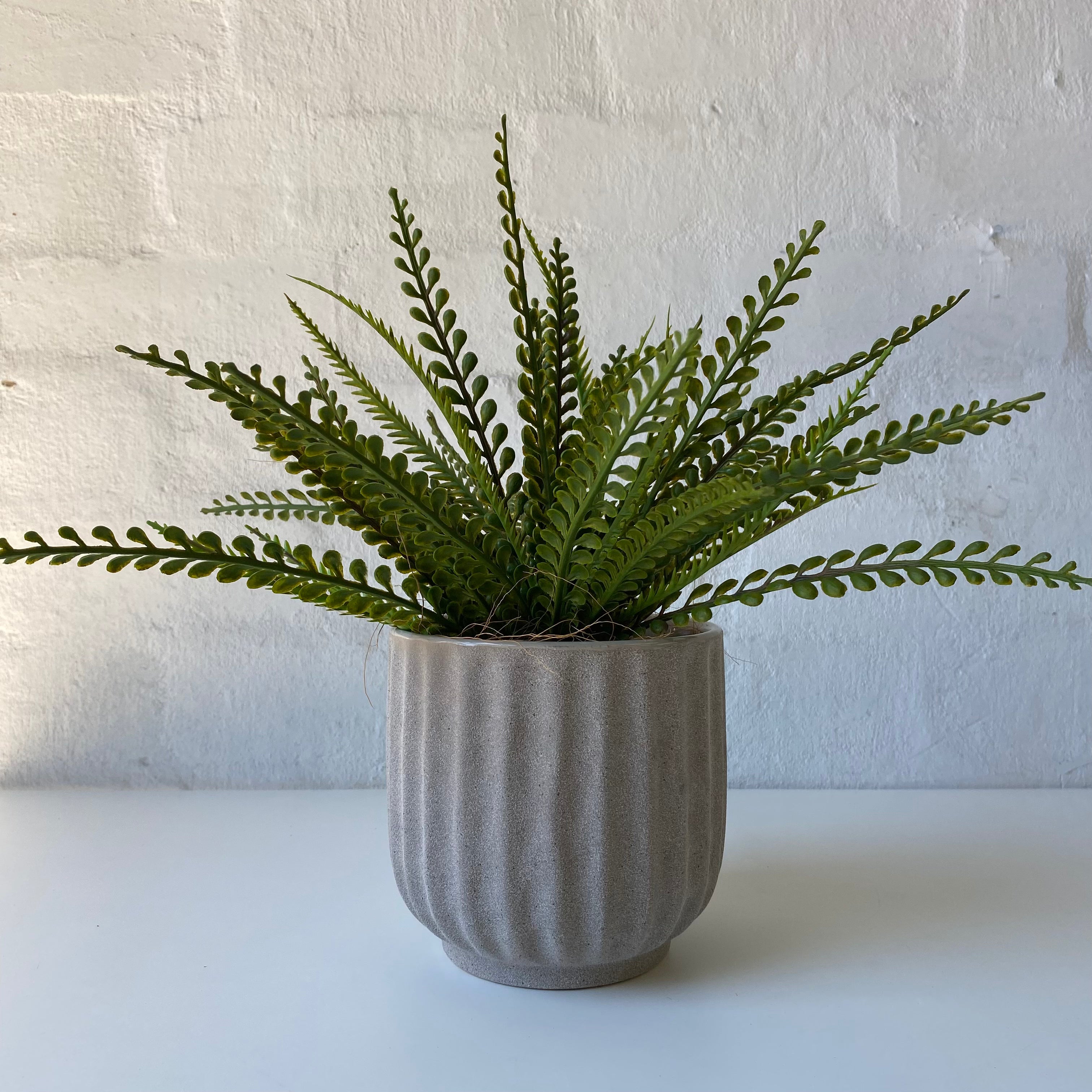 Artificial Lemon Fern Plant - Realistic Fake Faux Greenery Decor for Home Office Wedding Party - Perfect for Table Centerpieces, Shelf Displays & Indoor Greenery Arrangements