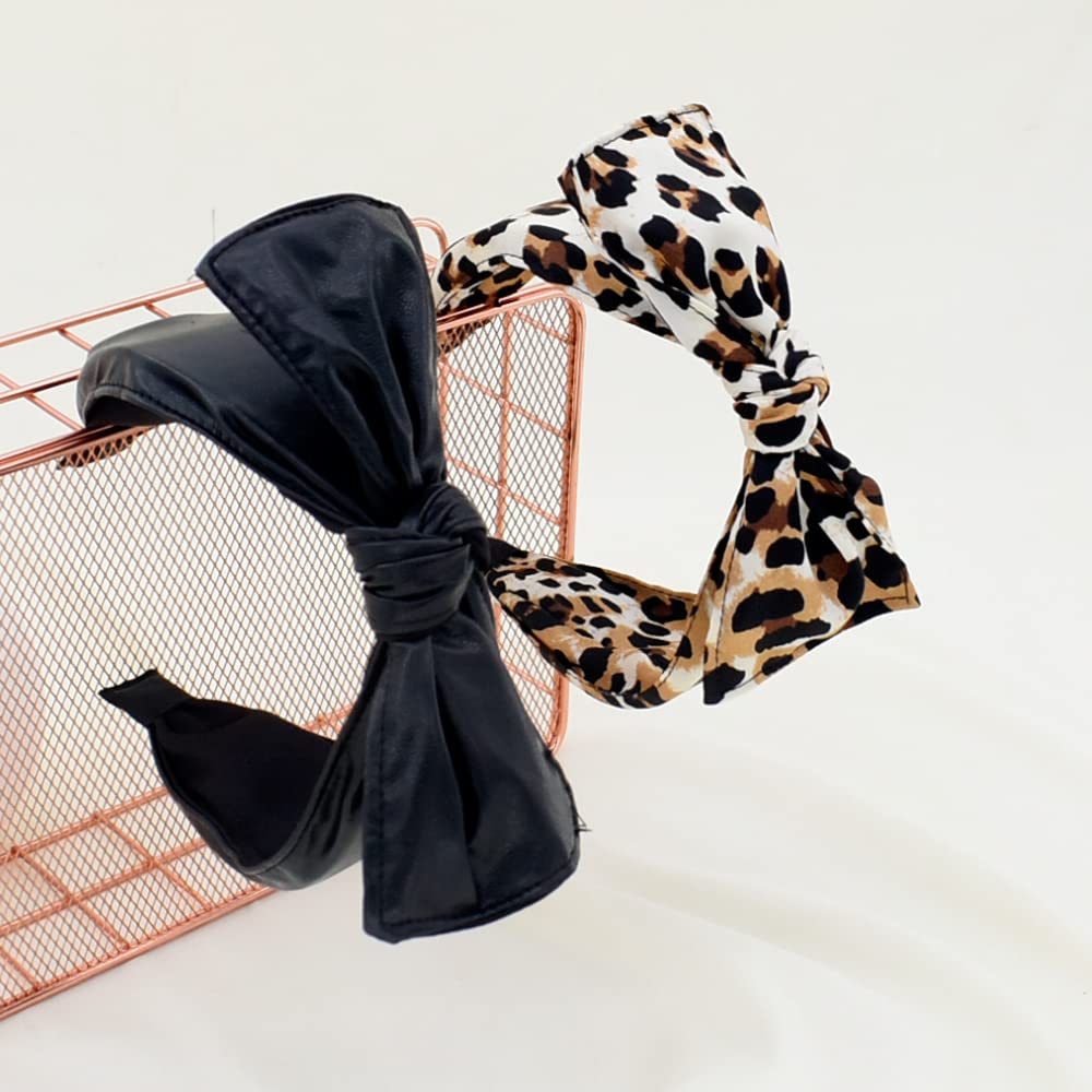 Bellisia Women's Leopard Print PU Leather Headbands - Fashion Hair Accessories for Women & Girls (2Pcs) - Perfect for Work, Parties, and Everyday Style