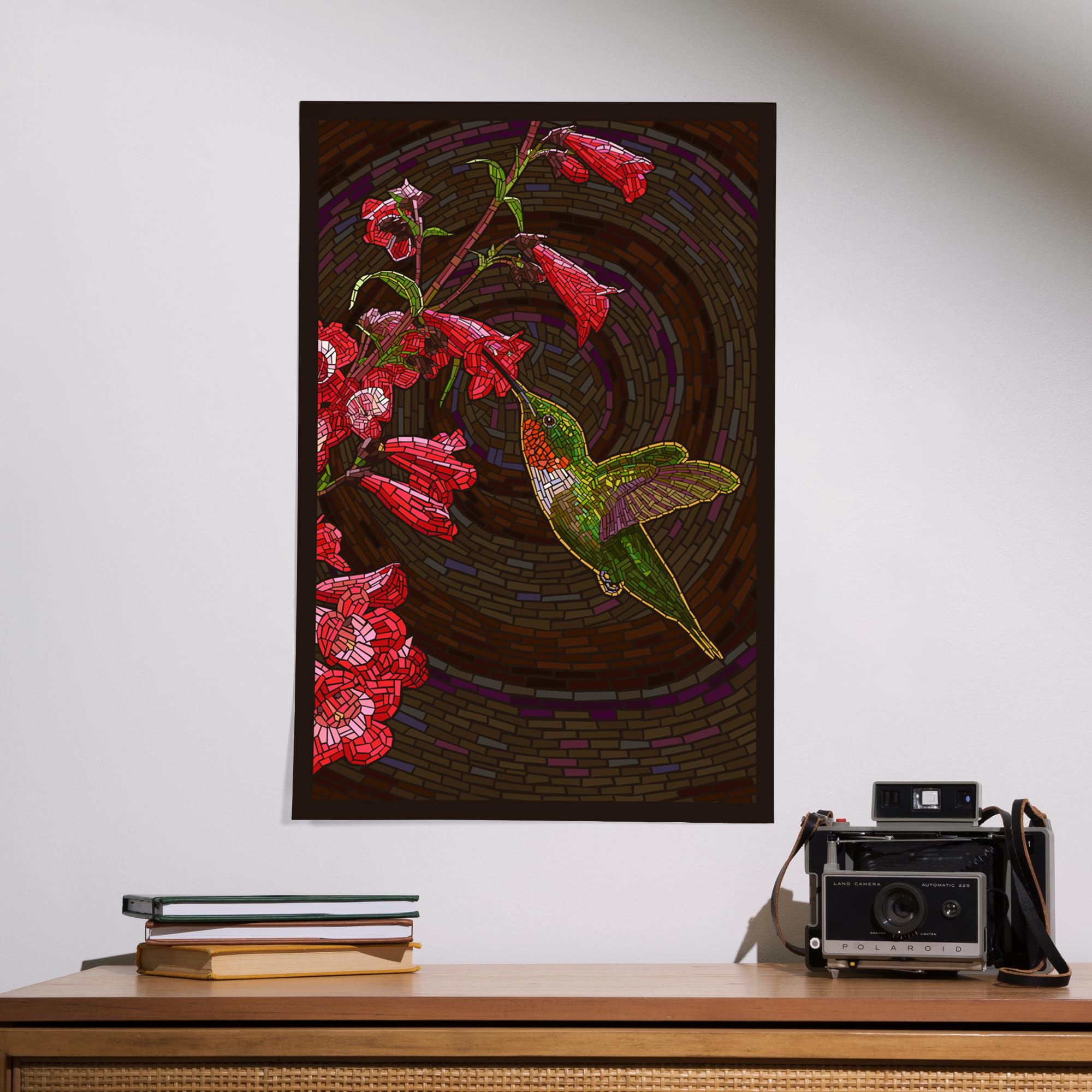 Lantern Press 16x24 Inch Giclee Print - Hummingbird Paper Mosaic Wall Art | Vibrant Home Decor for Living Room, Bedroom & Office