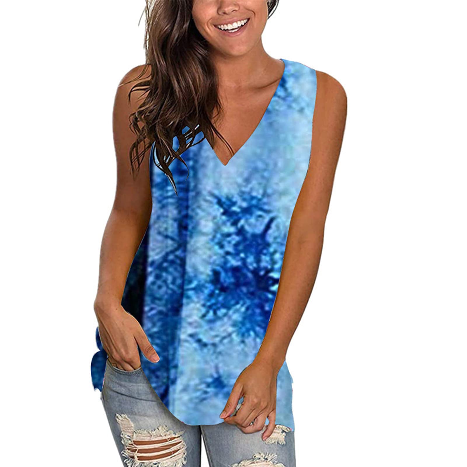 Women's Sleeveless Yoga Tank Top - Cute Printed Loose Fit Workout Shirt for Running, Exercise & Gym - Perfect for Yoga, Pilates, Jogging and Casual Wear