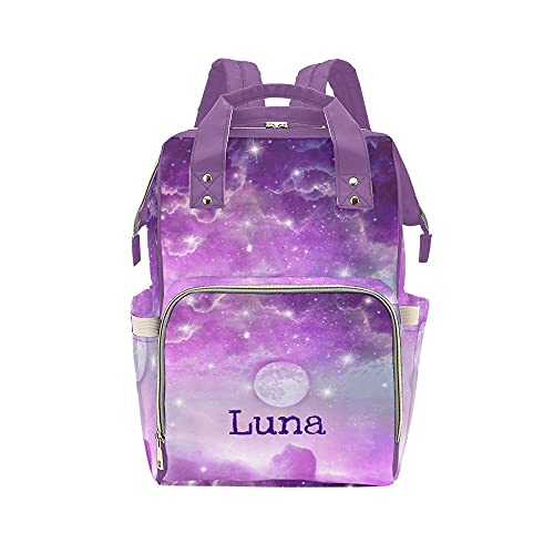 **Custom Personalized Galaxy Star Purple Sea Diaper Backpack for Mom - Nursing Baby Bag with Name Embroidery, Travel Daypack & Casual Nappy Bag - Perfect Baby Shower Gift for New Moms, Ideal for Travel, Outings & Daily Use**
