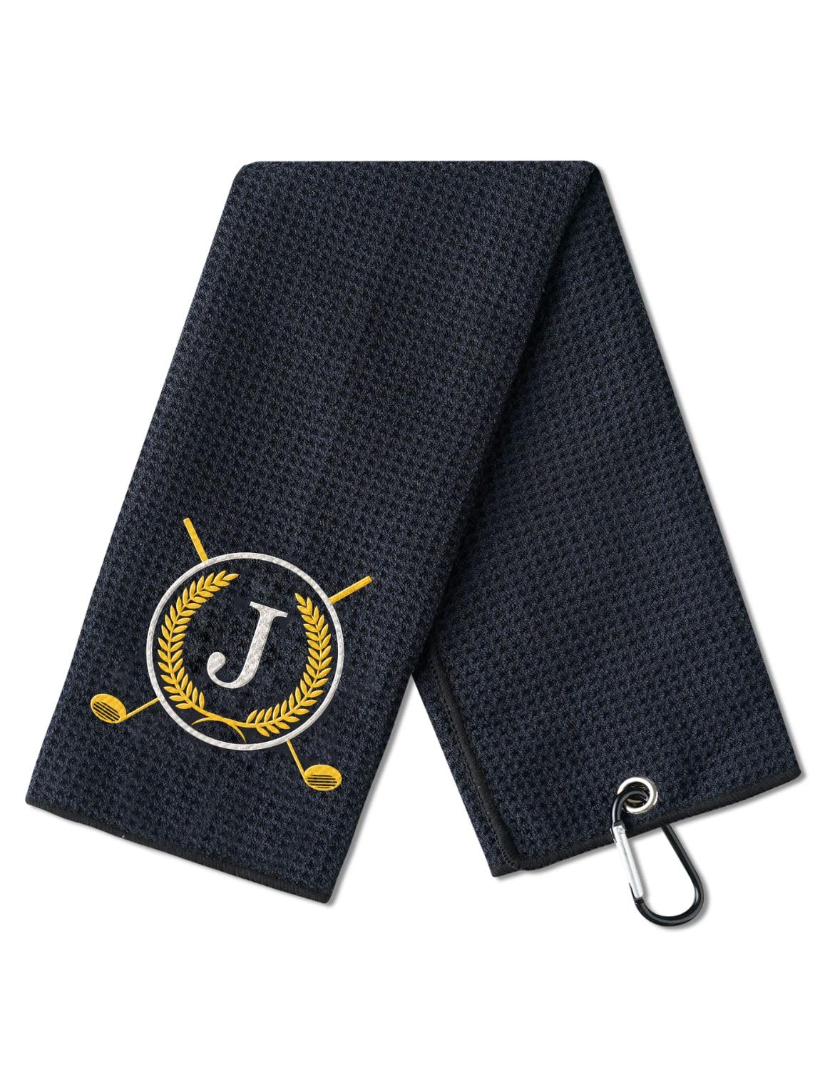 Personalized Monogrammed Golf Towel - 16”x24” Microfiber Golf Accessory for Men & Women - Perfect Gift for Golf Day, Retirement, Birthday & Christmas - Ideal for Golf Bags, Club Cleaning & On-Course Use - Initial J