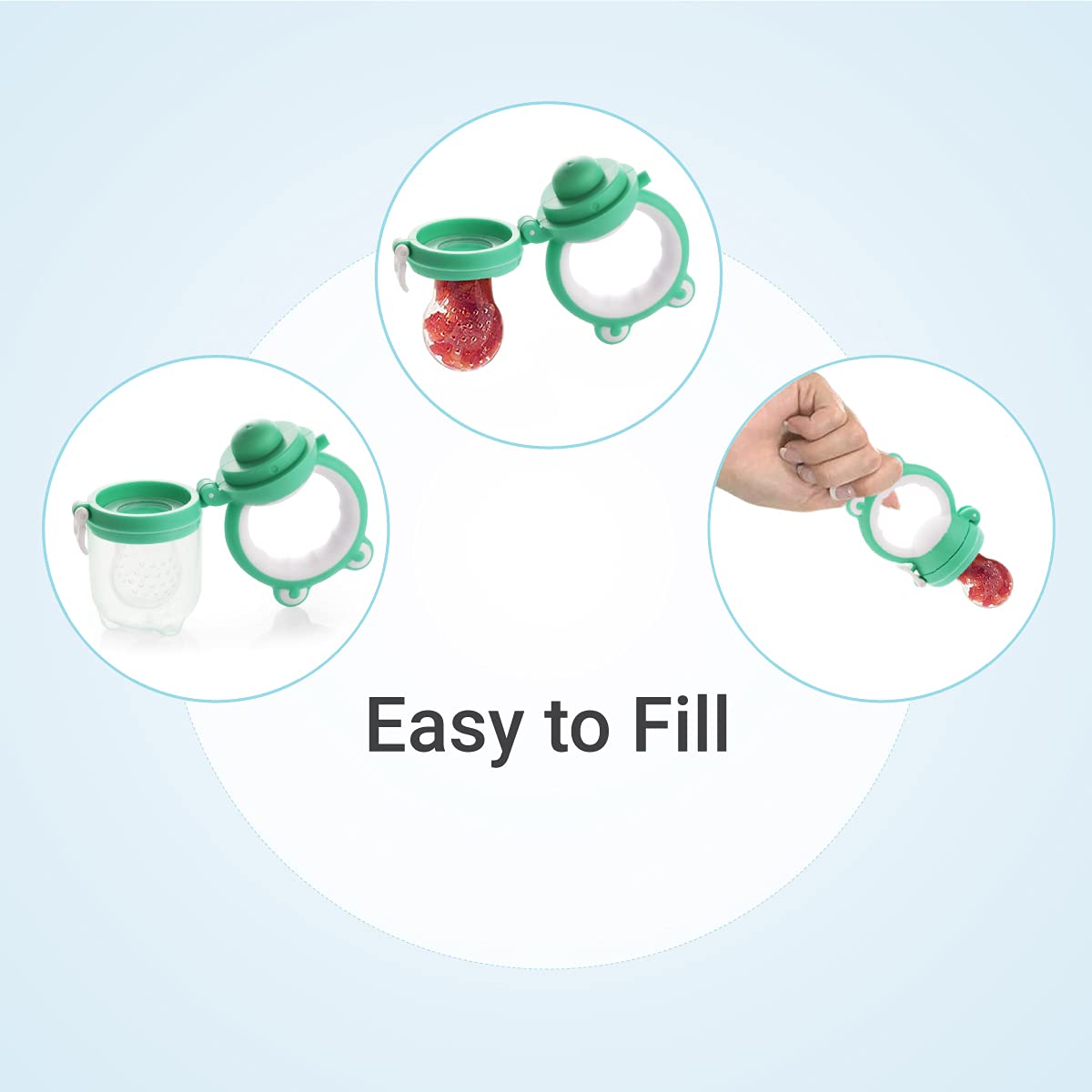 R for Rabbit First Feed Premium Soft Silicone Baby Chewing Soothing Nibbler | BPA-Free Hygienic Teether for Infants 4+ Months | Fruit & Veggie Feeder Pacifier (Green) | Perfect for Soothing Teething Pain & Introducing Solid Foods Safely
