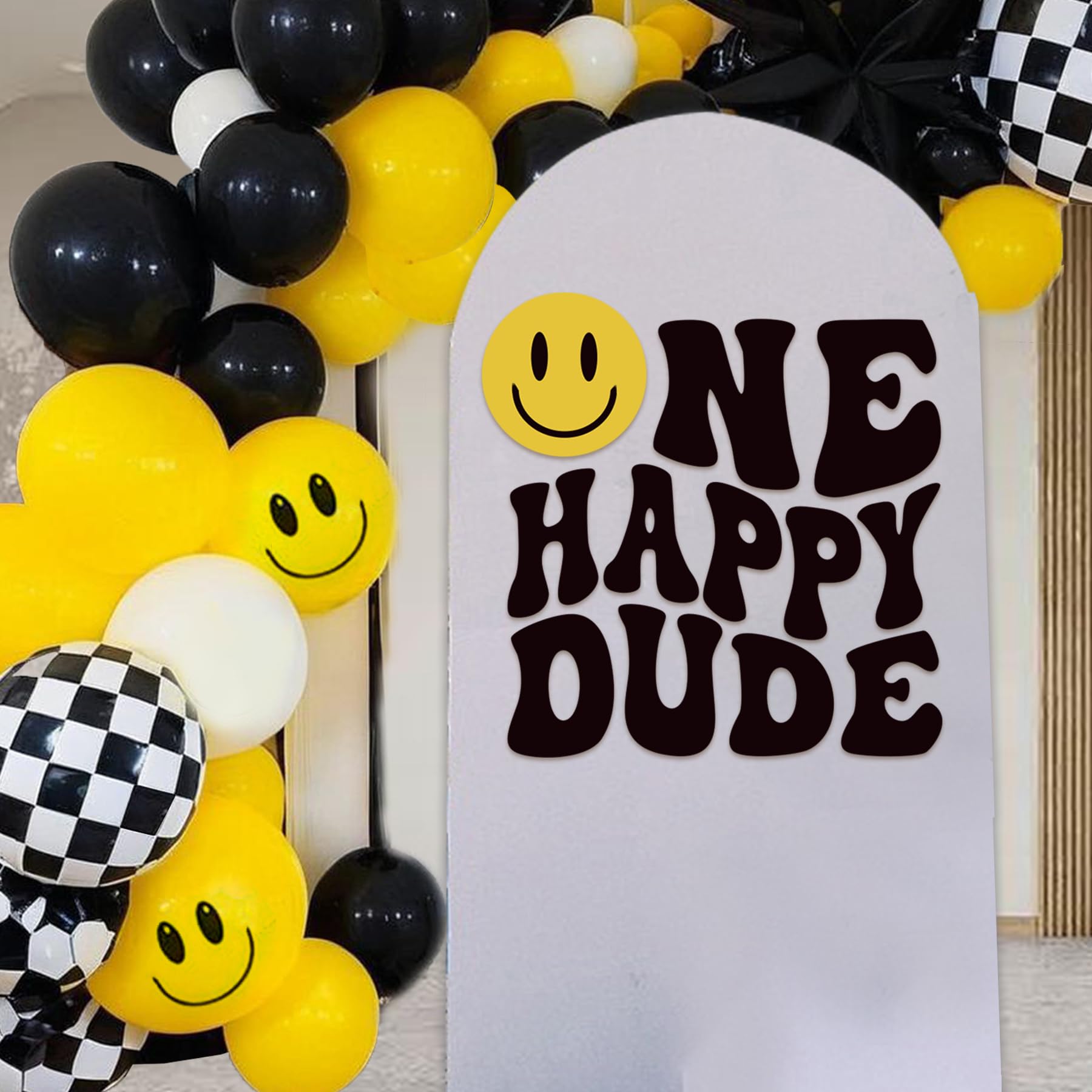One Happy Dude Decal - 1st Birthday Party Decorations for Boys | Peel & Stick Smiley Face Stickers for Balloon Arches, Baby Showers & Nursery Wall Decor | Perfect for Birthday Backdrops, Cake Smash Photos & Milestone Celebrations