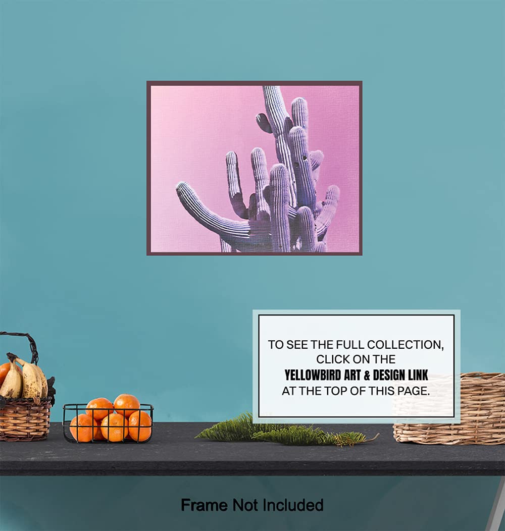 Cactus Wall Art - Modern Pink Saguaro Desert Decor for Bedroom & Living Room - Sonoran Desert Pop Art Home Decor - Unique Wall Hangings for Women's Spaces