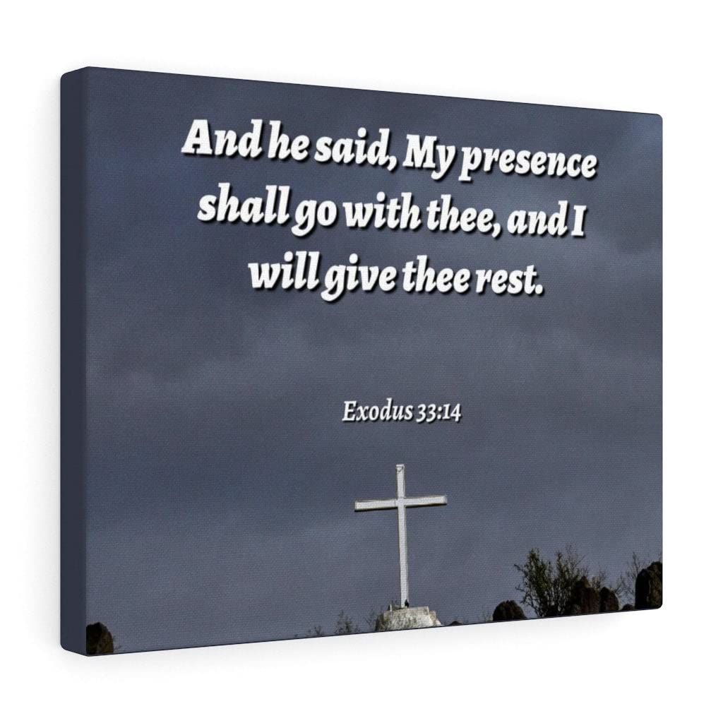 Christian Wall Art with Bible Verse - Exodus 33:14 'My Presence' Scripture Print - Ready to Hang Home Decor for Living Room, Bedroom & Office - Inspirational Gift for Weddings, Baptisms & Housewarmings