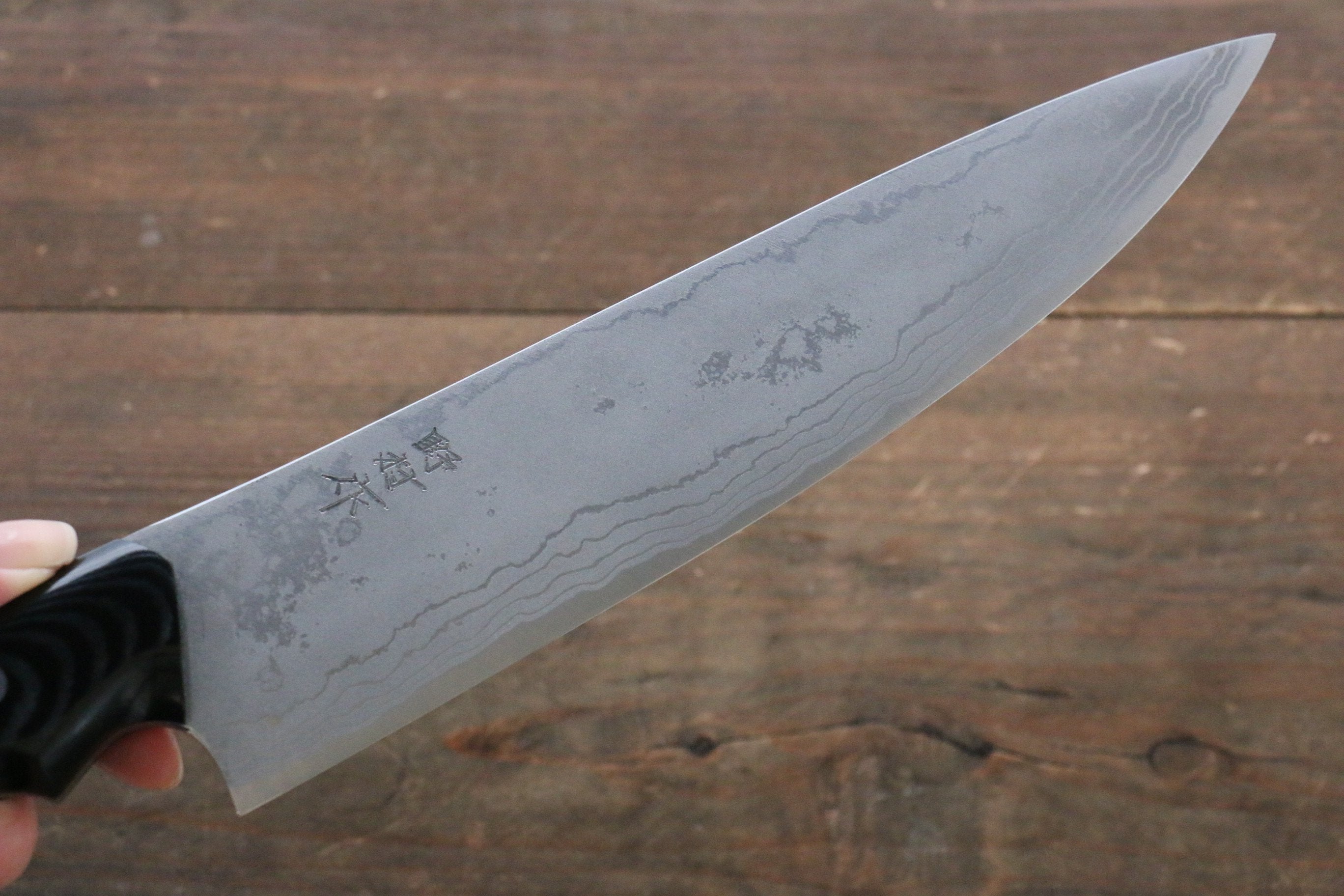 Premium Kazuo Nomura White Steel No.2 Damascus Gyuto Chef Knife 210mm - Japanese Kitchen Knife with Micarta Handle for Professional Chefs & Home Cooking - Perfect for Slicing, Dicing & Meat Cutting
