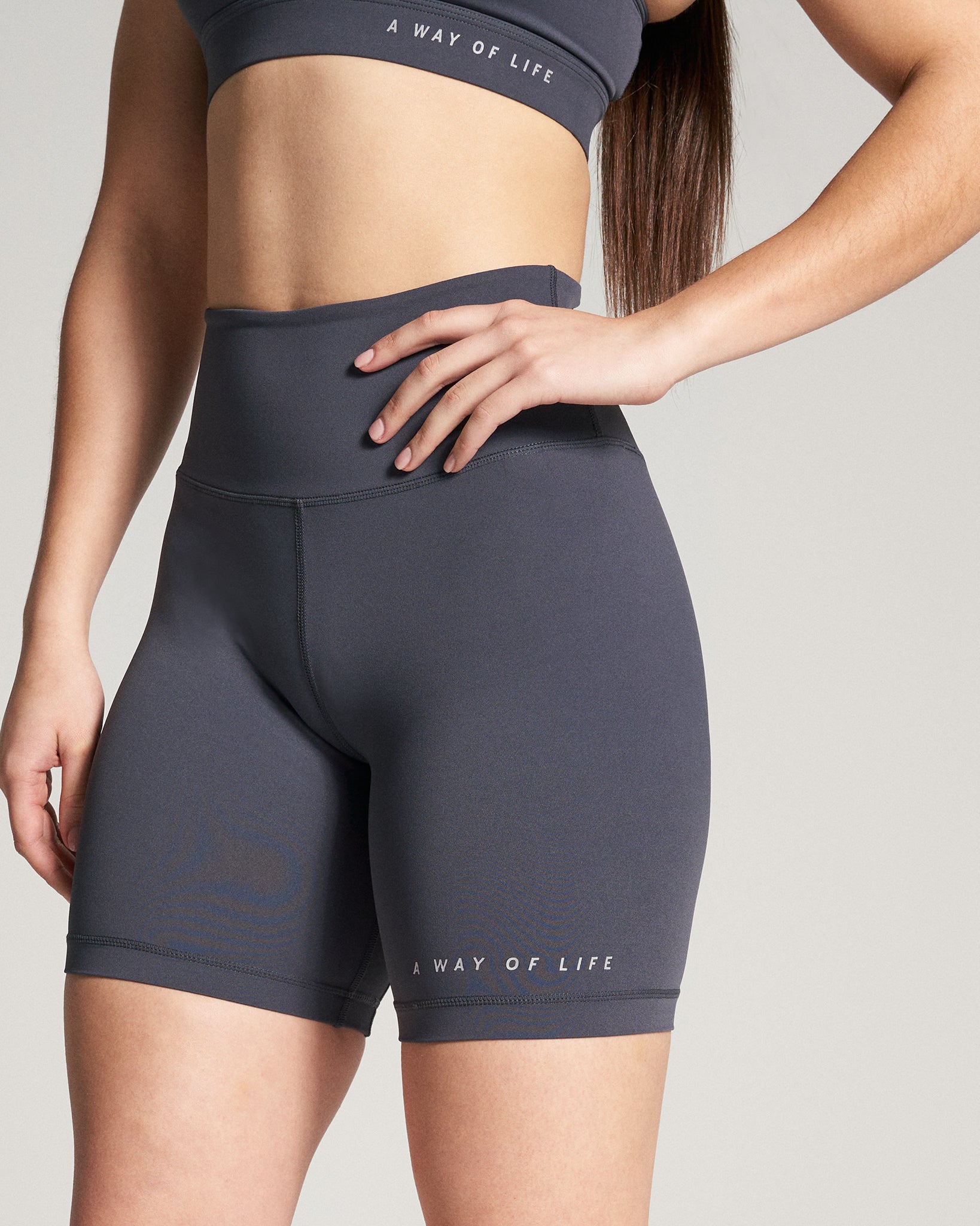RUDIS Women's High Waist Biker Shorts - Charcoal Grey Workout Leggings for Cycling, Yoga & Gym | Moisture Wicking & Comfortable Athletic Wear