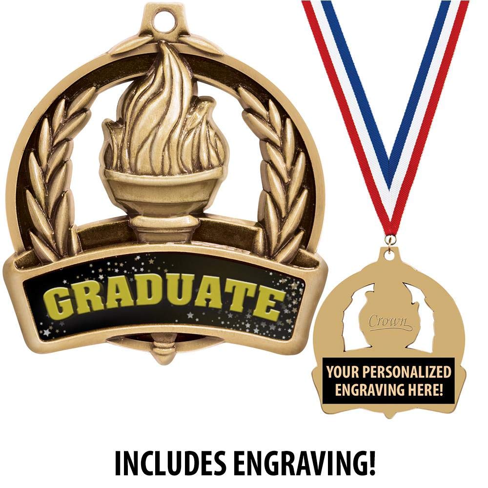 Custom Engraved 2 Inch Graduation Medals - Personalized Achievement Awards for Students, Teachers & Academic Excellence - Perfect for Ceremonies, Commencements & Recognition Events