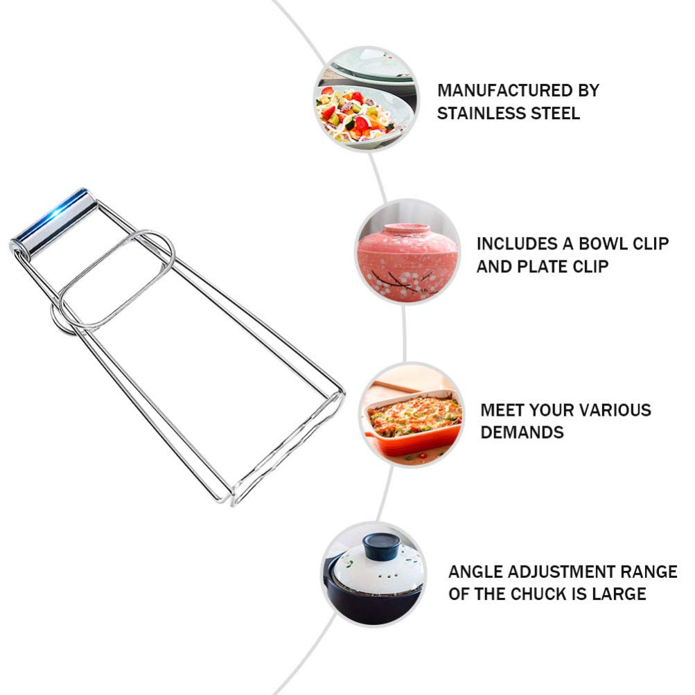 Stainless Steel Plate Holder - Anti-Slip Metal Bowl Clip & Pot Dish Holder - Durable Kitchen Accessories for Secure Serving - Perfect for Hot Dishes, Bowls, and Pots in Restaurants & Home Kitchens