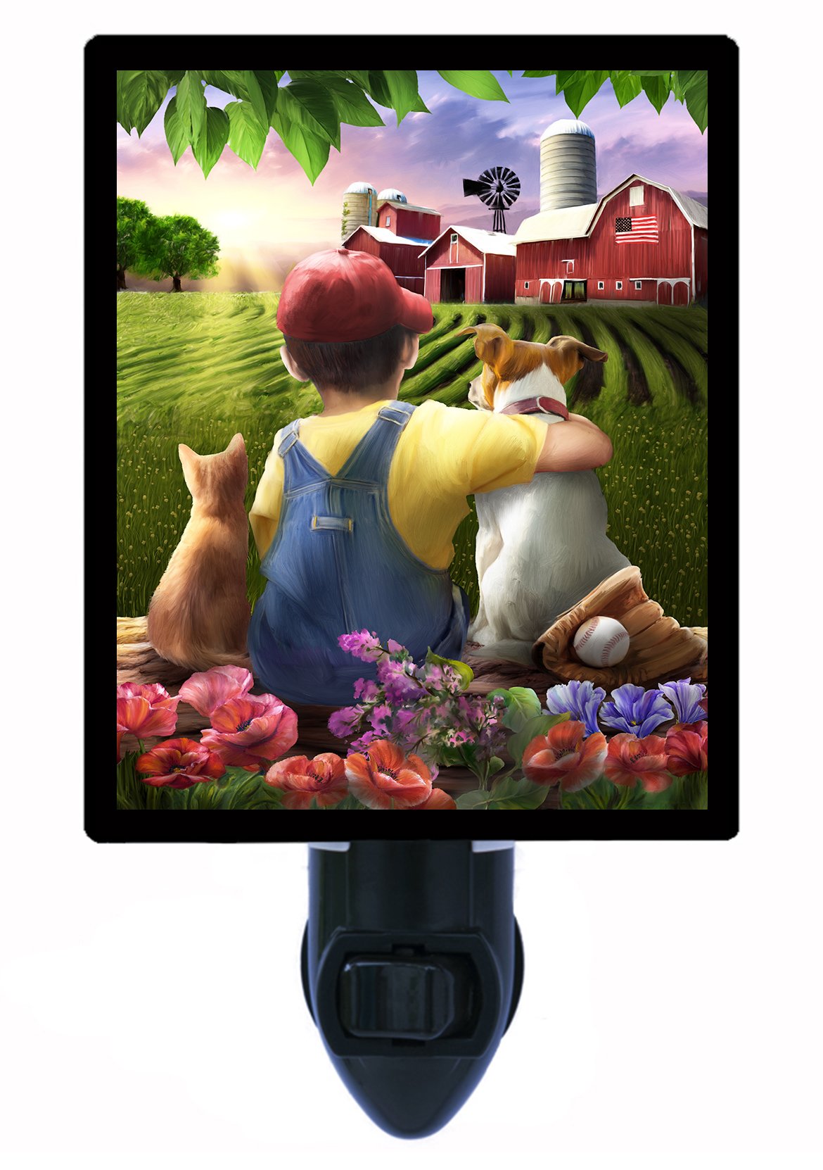 LED Night Light for Kids - Country Farm & Dogs Design, Perfect for Bedrooms & Nurseries | Safe & Energy-Efficient Night Light for Boys & Girls
