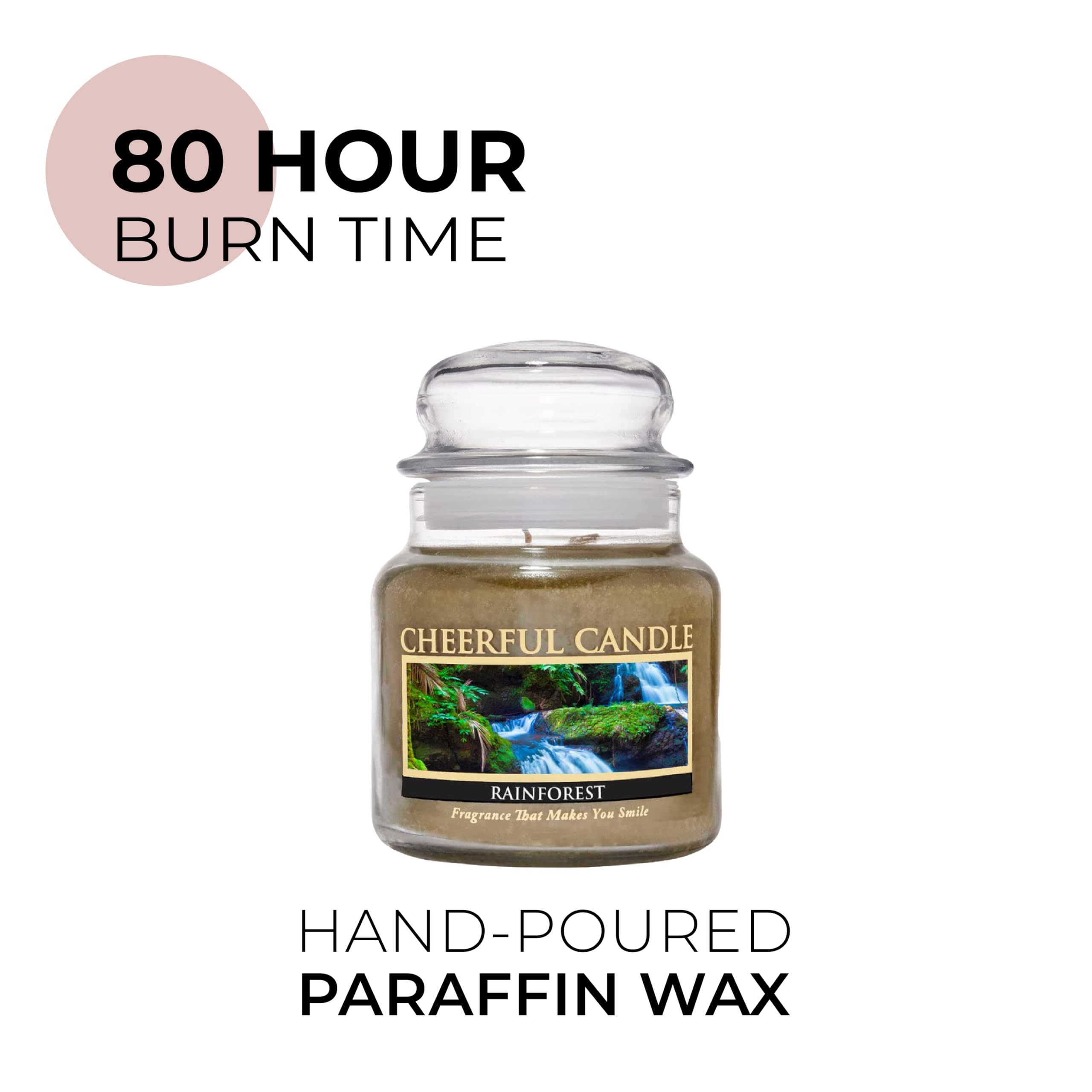 Rainforest Scented Candle - 16oz Jar with 80 Hours Burn Time, Aromatic Soy Wax Candle for Home, Office & Spa Relaxation - Perfect Gift for Women