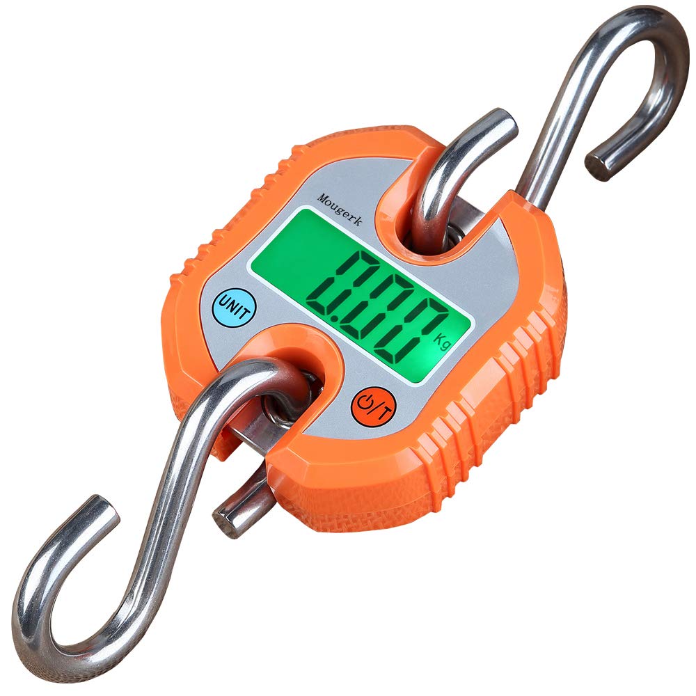 Digital Hanging Scale 150kg/300lb - Portable Heavy Duty Crane Scale with LCD Display - Orange - Perfect for Shipping, Fishing, Hunting, and Industrial Weighing (Batteries Not Included)