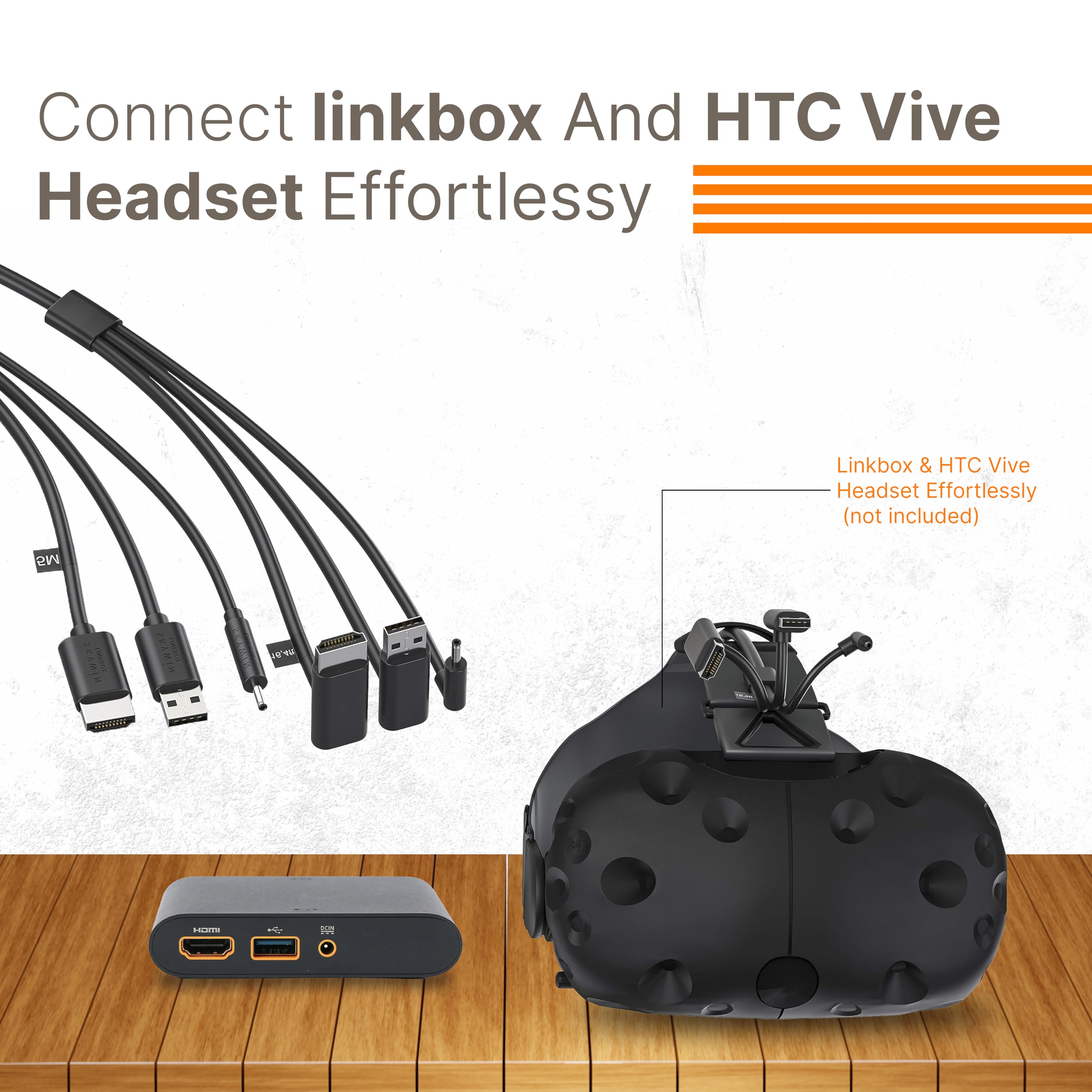 Skywin 3-in-1 Round HTC Vive Compatible Cable - 16ft Replacement 3-in-1 Connection Cable for HTC Vive VR Headset & Linkbox (5 Meters) - Perfect for VR Gaming, Streaming & Virtual Reality Experiences