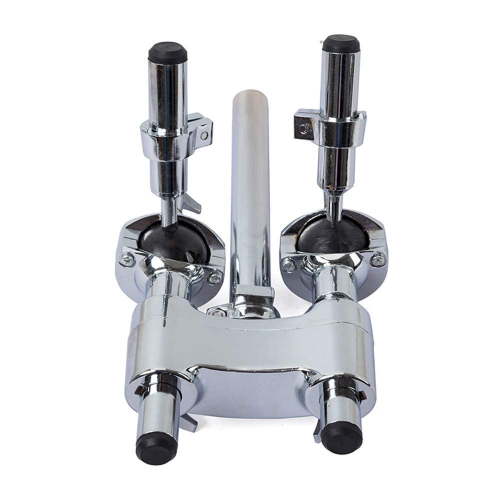 Double Drum Set Clamp Bracket Holder Mount Stand for Tom Drum & Jazz Drum - Silver Drum Accessory for Professional Musicians & Drum Kits - Perfect for Live Performances, Studio Recording & Music Classrooms