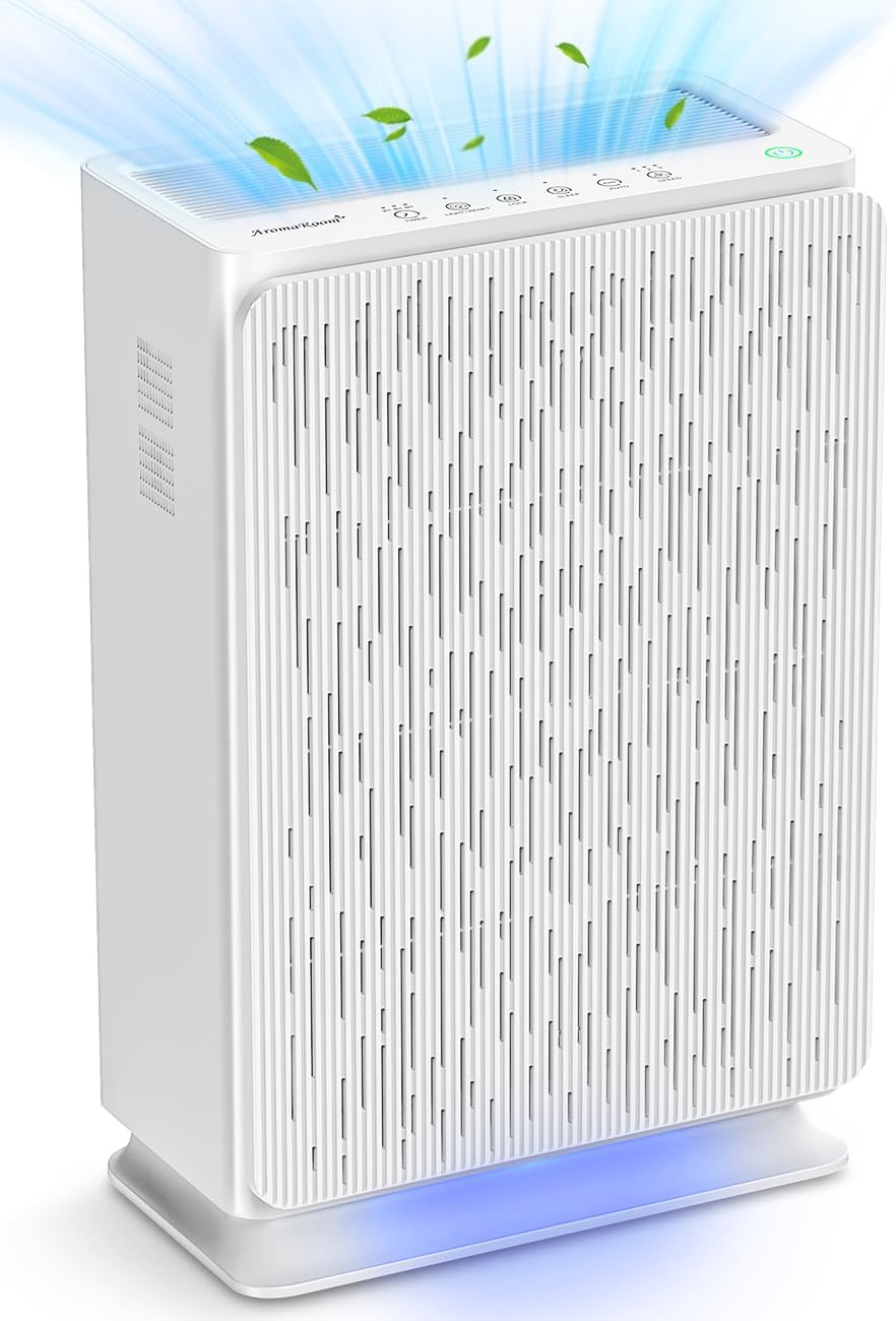 AromaRoom True HEPA H14 Air Purifier for Large Rooms up to 1800 Sq Ft - Home & Bedroom Air Cleaner with Smart Air Quality Sensor | Removes 99.99% of Pet Dander, Pollen, Allergens, Dust & Odors | Perfect for Allergy Relief, Asthma Sufferers & Pet Owners
