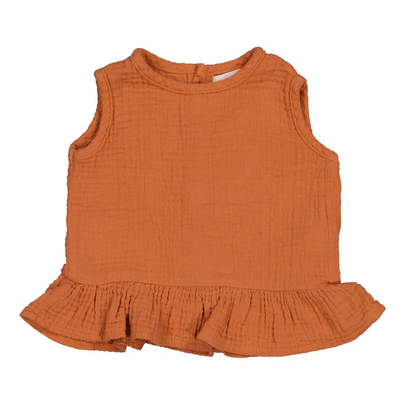 Organic Muslin Tank Top for Women - Soft & Breathable Cotton Summer Top - Casual & Comfortable Brick Red Shirt for Beach, Yoga, and Everyday Wear