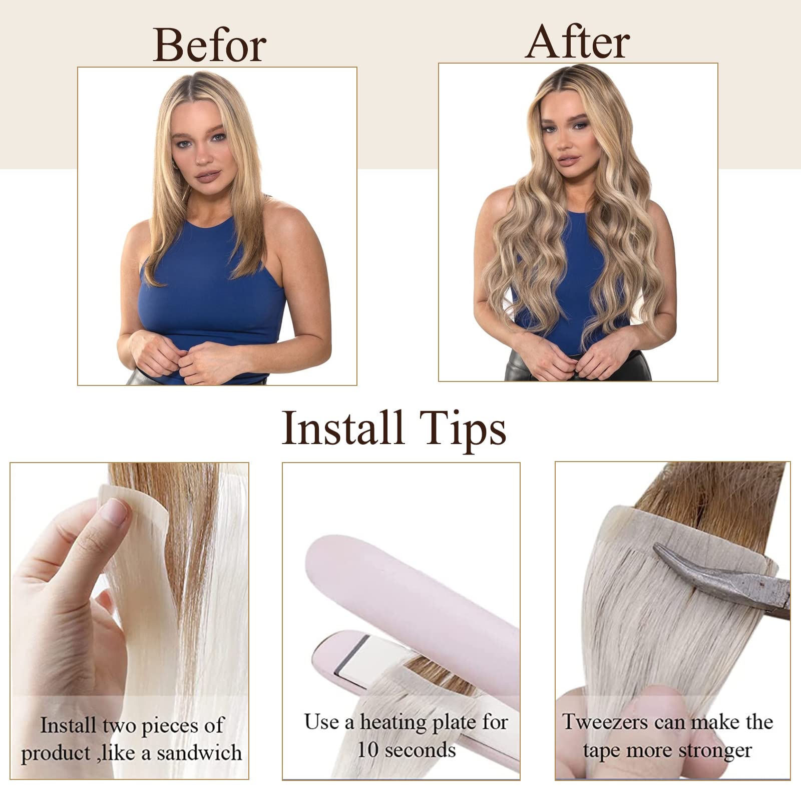 Loxxy Remy Human Hair Tape-In Extensions Double-Sided Seamless Skin Weft - #1B Natural Black (20pcs, 50g, 16inch) for Everyday Styling, Volume Boost & Special Occasions