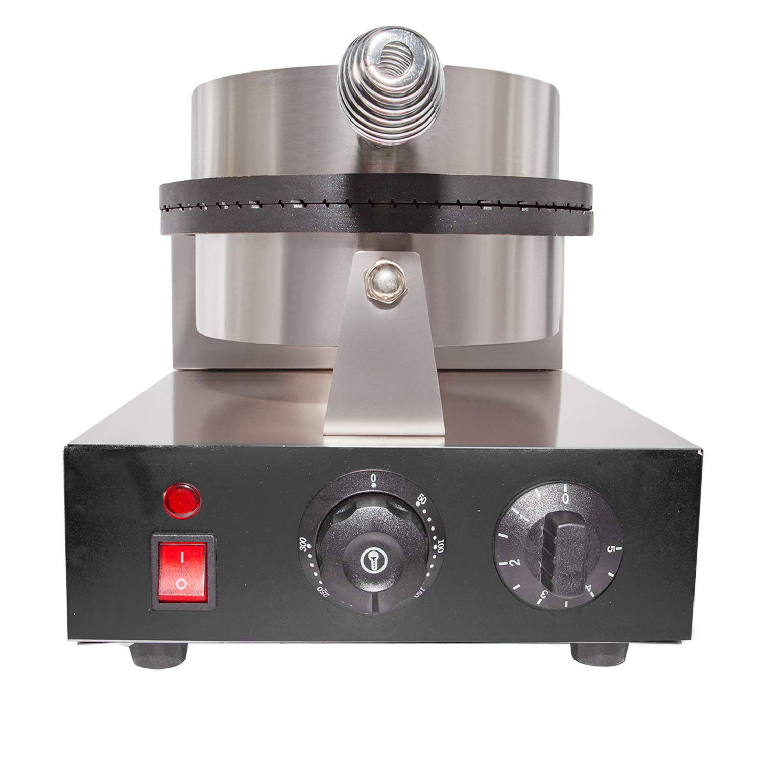 ALDKitchen Waffle Cone Maker Machine - Professional Stainless Steel Electric Waffle Iron for Homemade Ice Cream Cones - Single & Double Non-Stick Plates - 110V for Home & Commercial Use - Perfect for Ice Cream Shops, Dessert Bars & Party Treats
