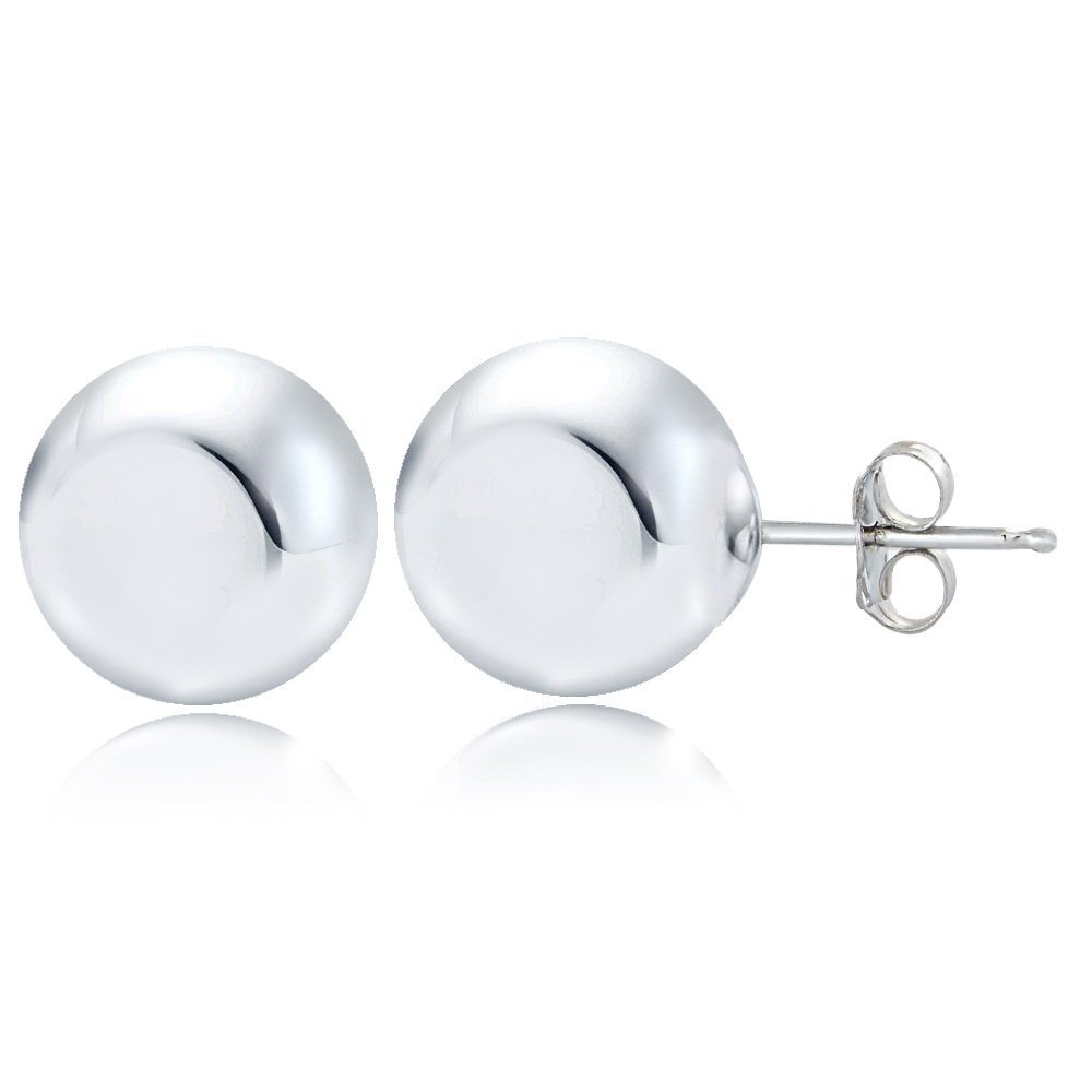 Silver Polished Bead Stud Earrings for Women - Elegant Minimalist Jewelry for Everyday Wear & Special Occasions
