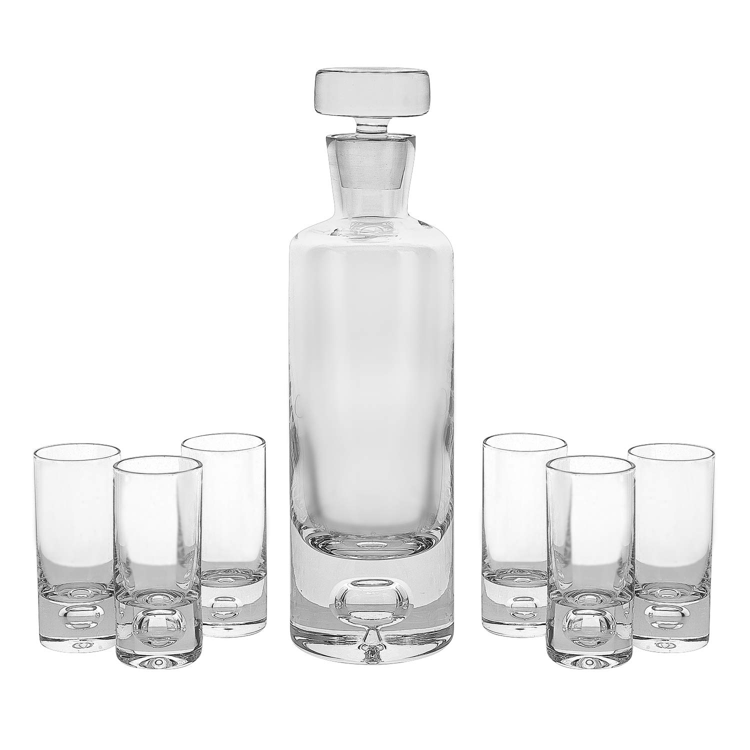 Badash Crystal - Galaxy 7 Piece Decanter and Shot Glass Set with Stand | Elegant Whiskey Decanter for Home Bar, Party & Gift Giving