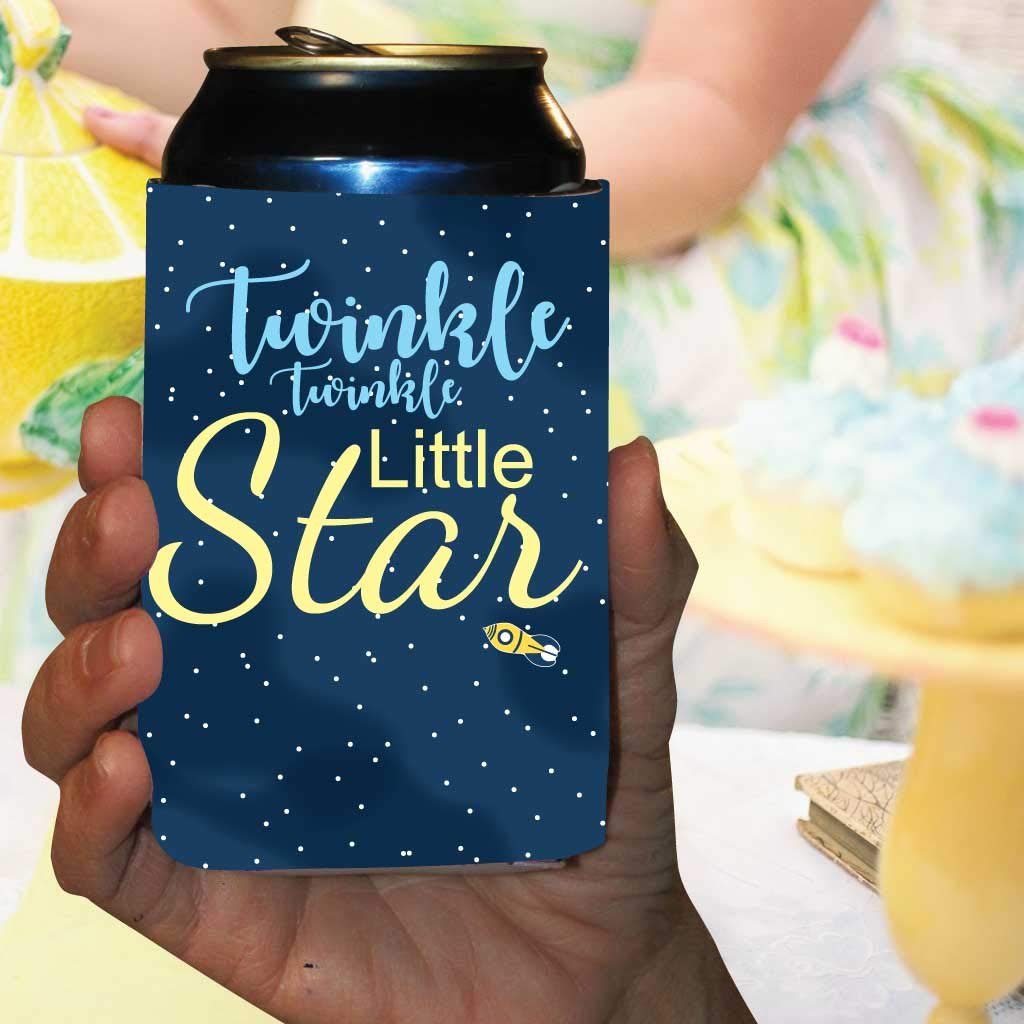 VictoryStore Baby Shower Can Cooler - Twinkle Twinkle Little Star Design Insulated Beverage Sleeve for Beer, Soda & Drink Cans - Perfect for Baby Showers, Birthday Parties & Outdoor Events
