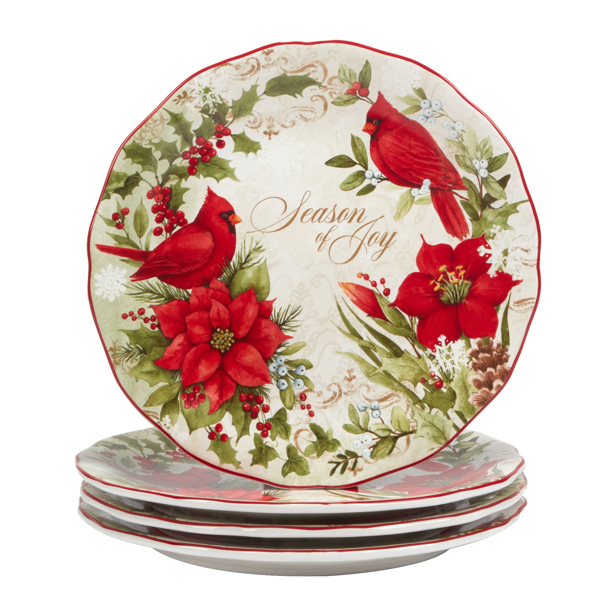 Certified International Winter's Medley 16-Piece Dinnerware Set - Service for 4 - Colorful Stoneware Plates, Bowls & Mugs - Perfect for Holiday Dinners, Family Gatherings & Winter Entertaining