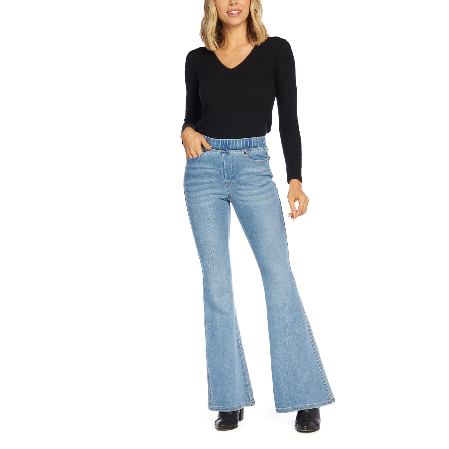 Mud Pie Sicily Women's Flare Jeans - High Waisted Bootcut Denim Pants for Casual & Boho Style | Perfect for Everyday Wear, Date Nights & Music Festivals
