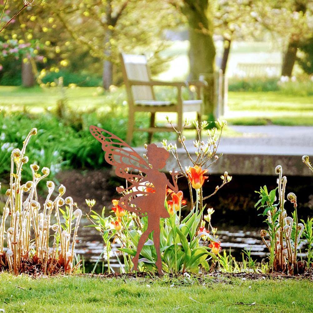 Metal Fairy Silhouette Garden Stakes - Decorative Outdoor Yard Art for Spring & Garden Decor | Perfect for Flower Beds, Patios & Landscaping