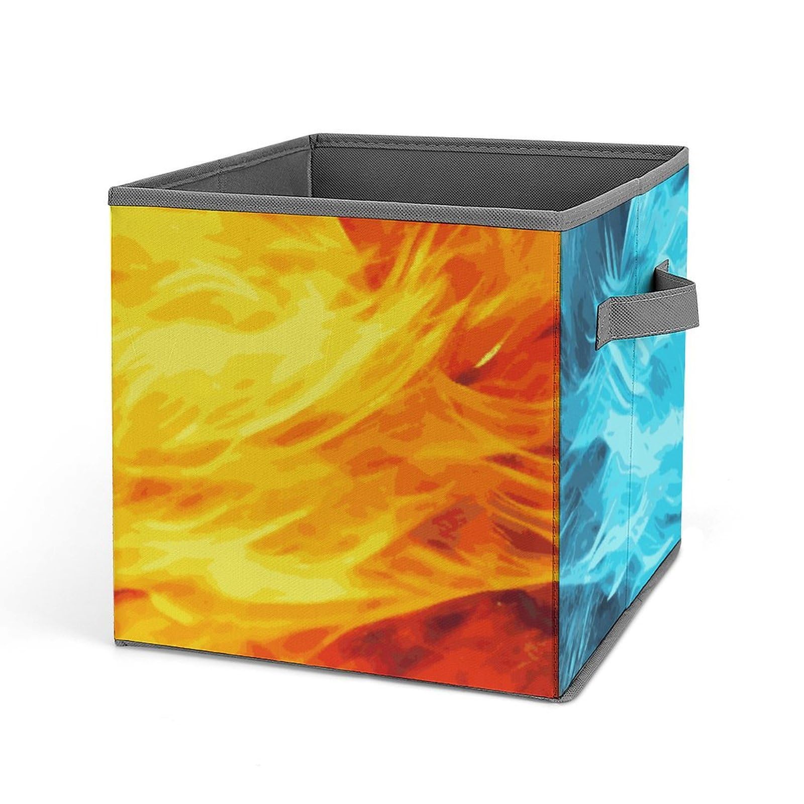 Collapsible Storage Bins with Handles - Fire Vs Ice Art Printed Organizing Baskets for Home, Office & Closet Organization - Space Saving Storage Containers for Toys, Clothes & Household Items