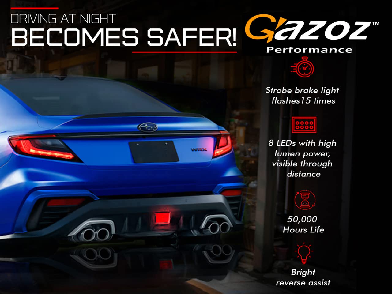 2022-2023 PNP LED Rear Brake Light with Red Bar DRL & Red Base - F1 Style Red Ring (Includes Wire Harness & Mounting Bracket) | Upgrade Your Car's Safety & Style for Night Driving & Racing Enthusiasts