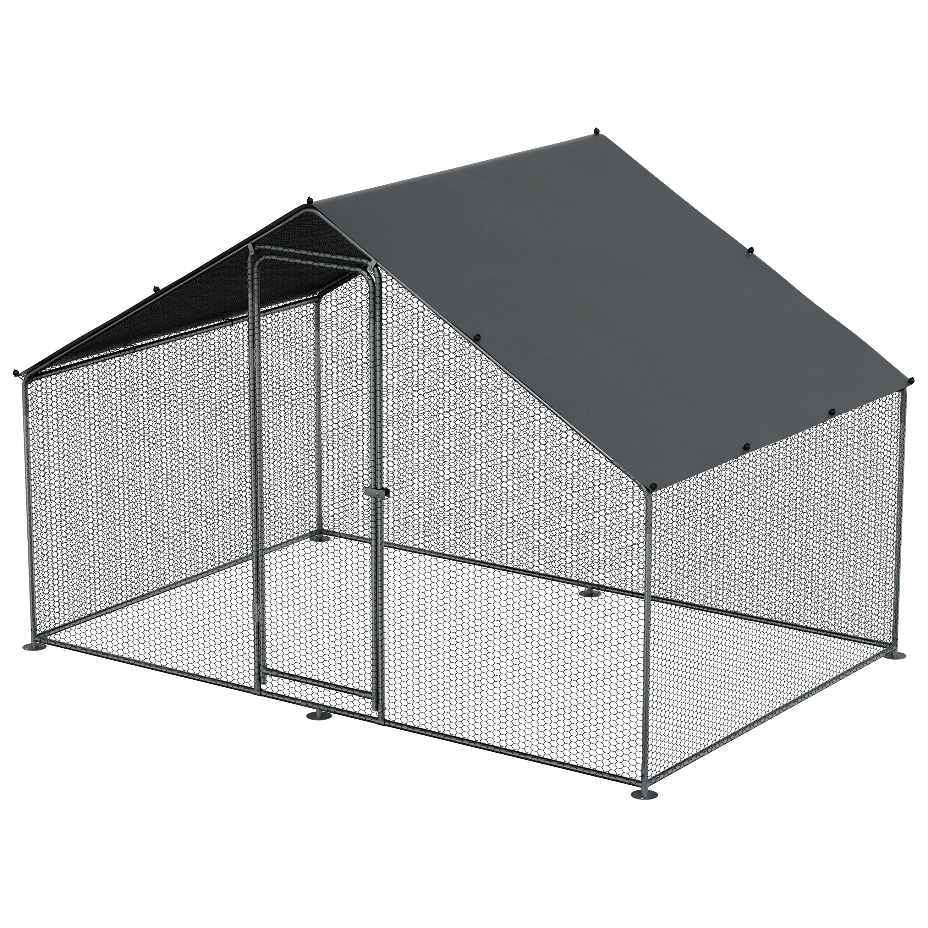 3x2x2m Galvanized Steel Walk-In Chicken Coop with Roof Cover & PVC Coated Wire - Secure Poultry Enclosure for Backyard Chickens, Ducks, and Small Animals | Ideal for Outdoor Farm, Garden, and Pet Protection